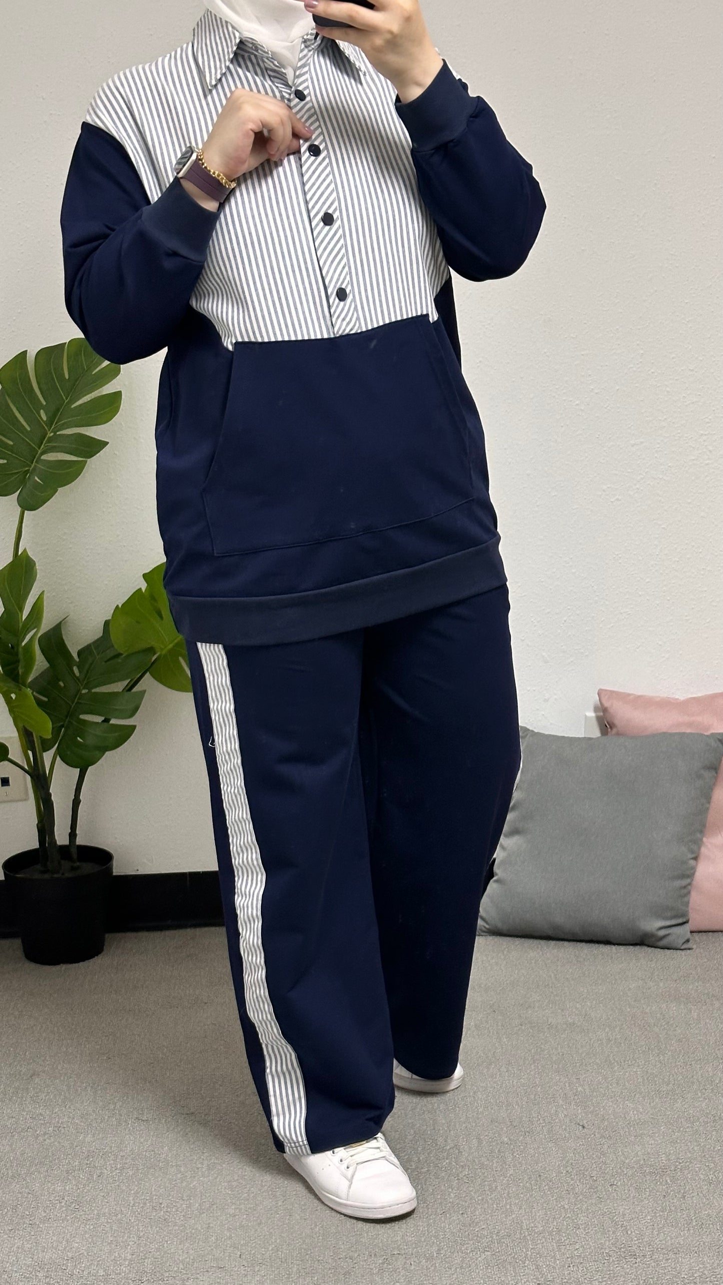 Two-piece cotton tracksuit set