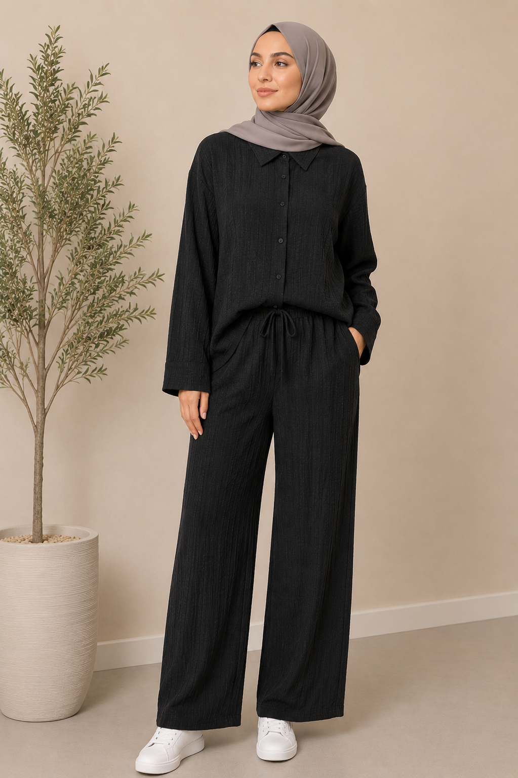 Cotton Textured Two-Piece Set