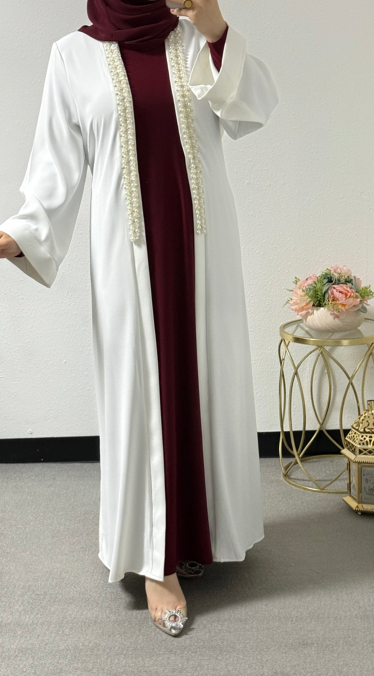 2-piece  pearl adorned abaya