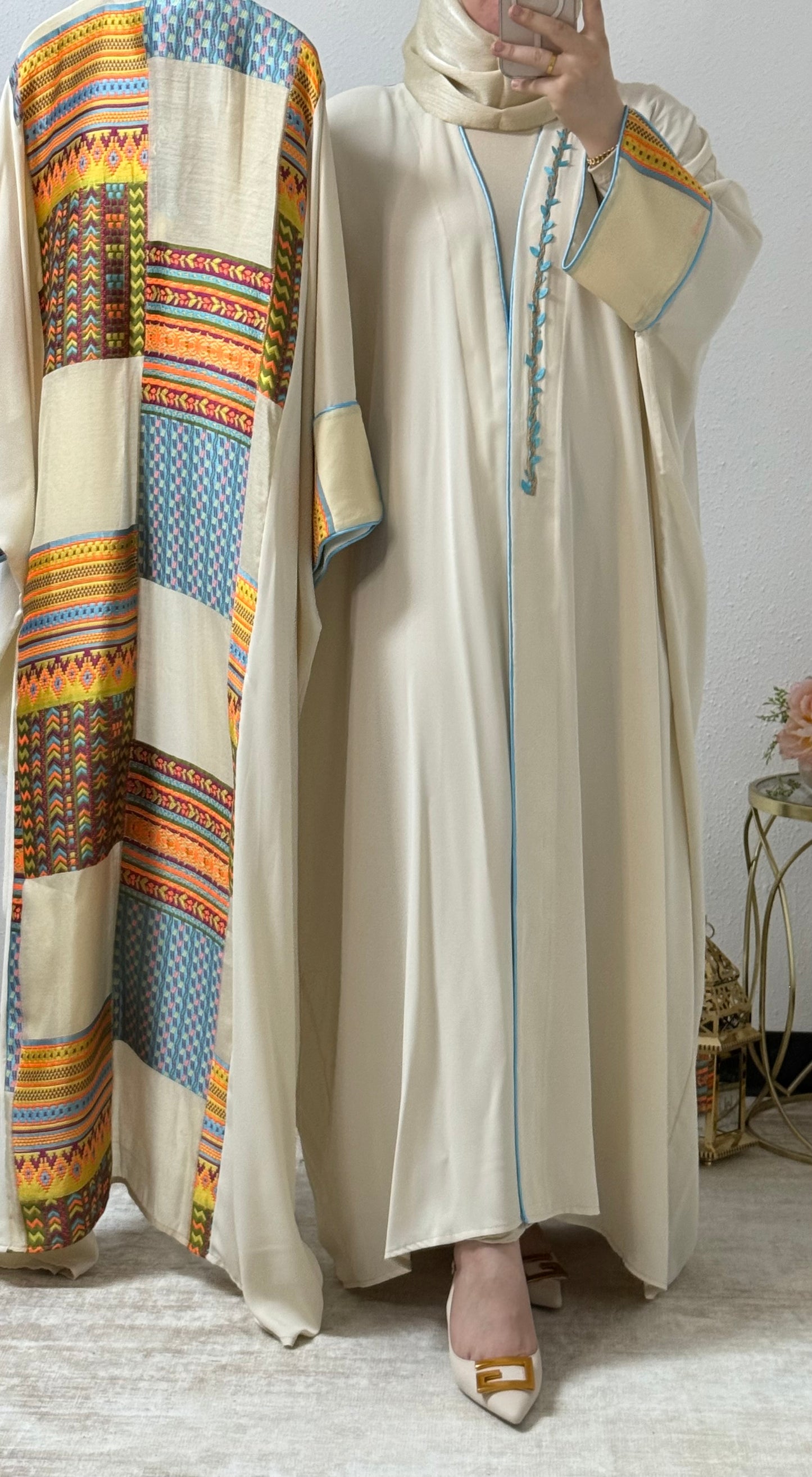 Colorful embroidery butterfly abaya