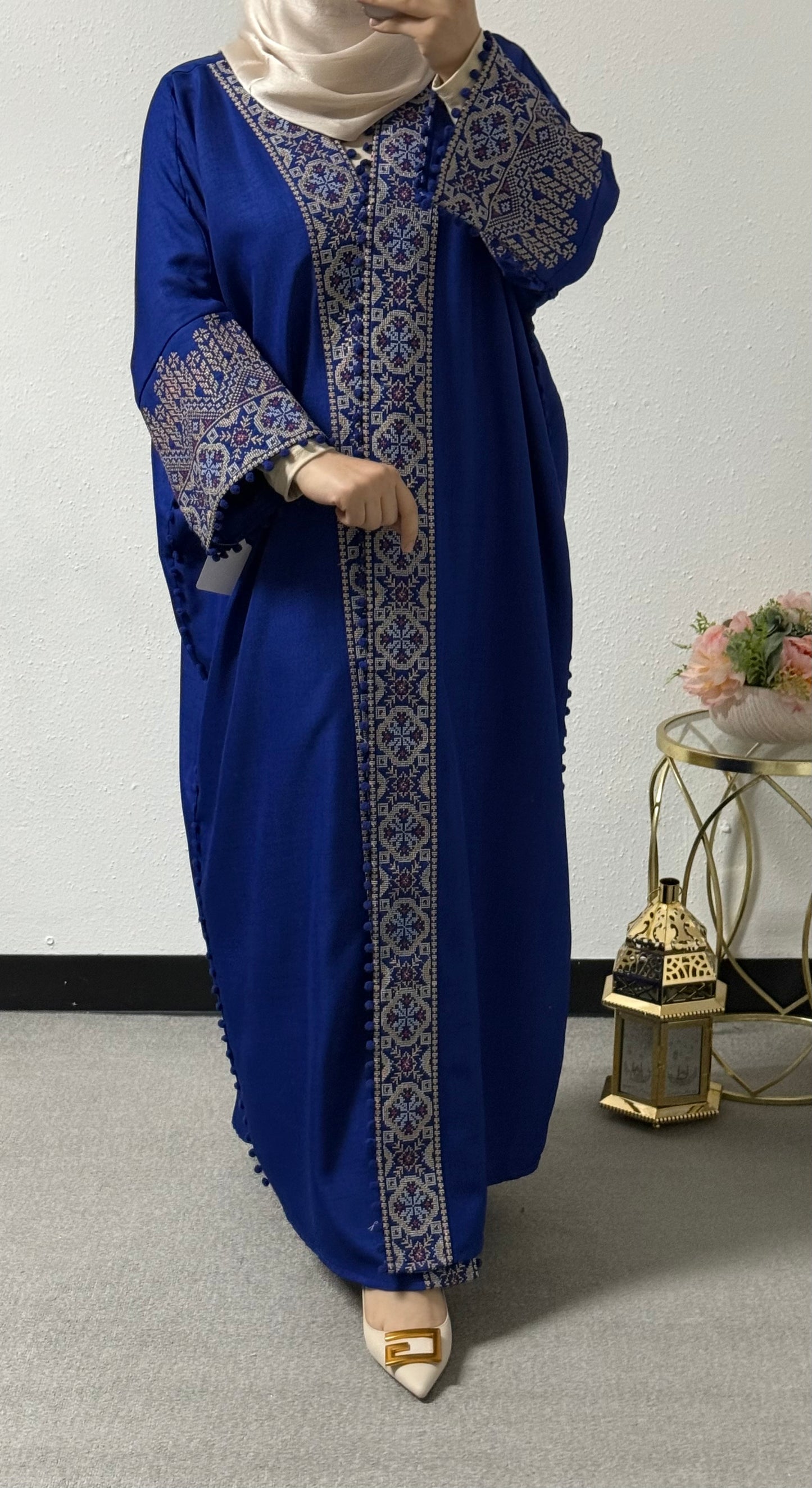 Open embroidered abaya