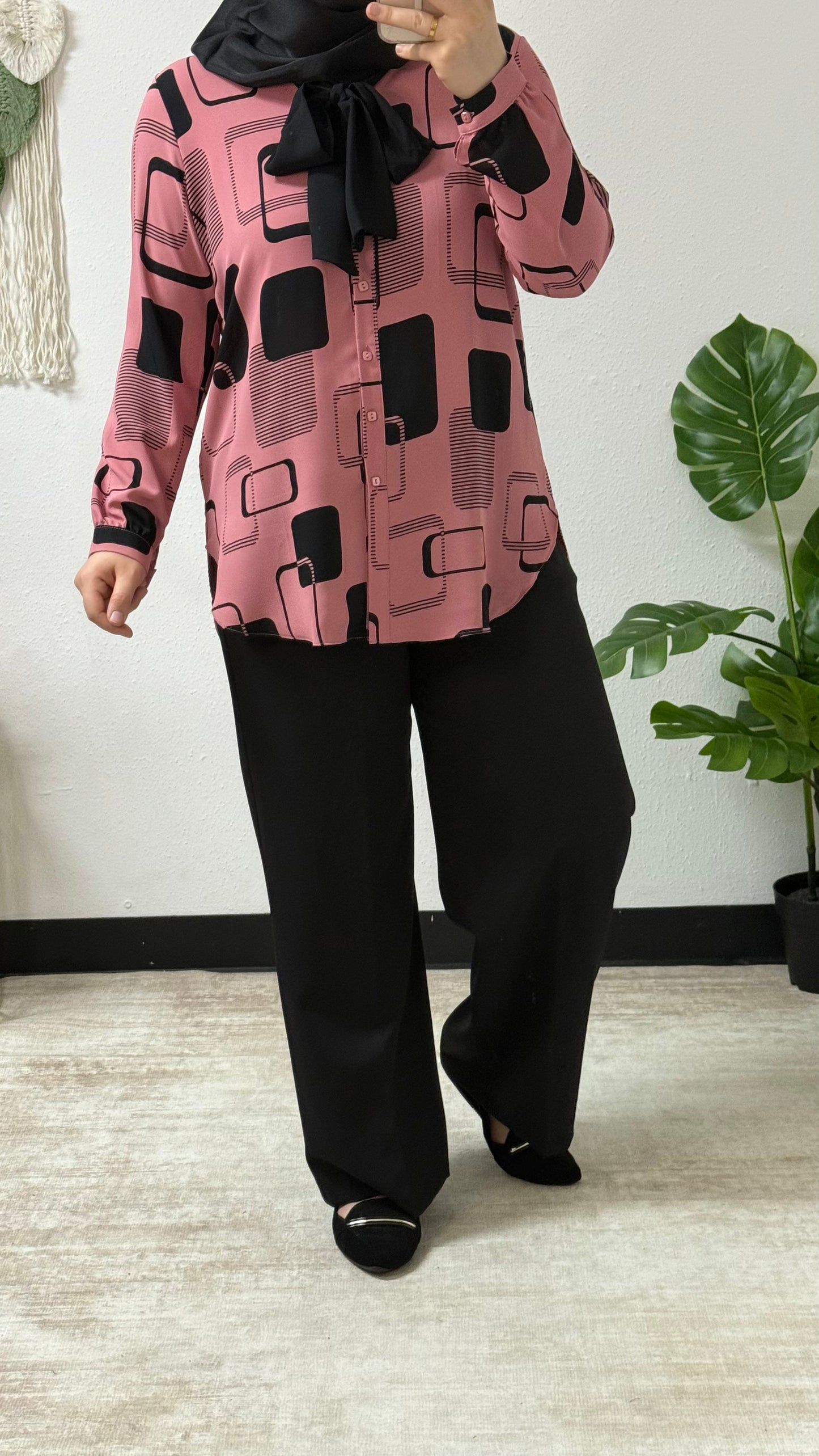 Block Print Bow-tie Shirt