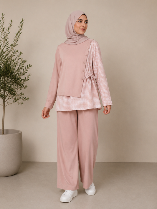 Soft Checkered Two-Piece Set