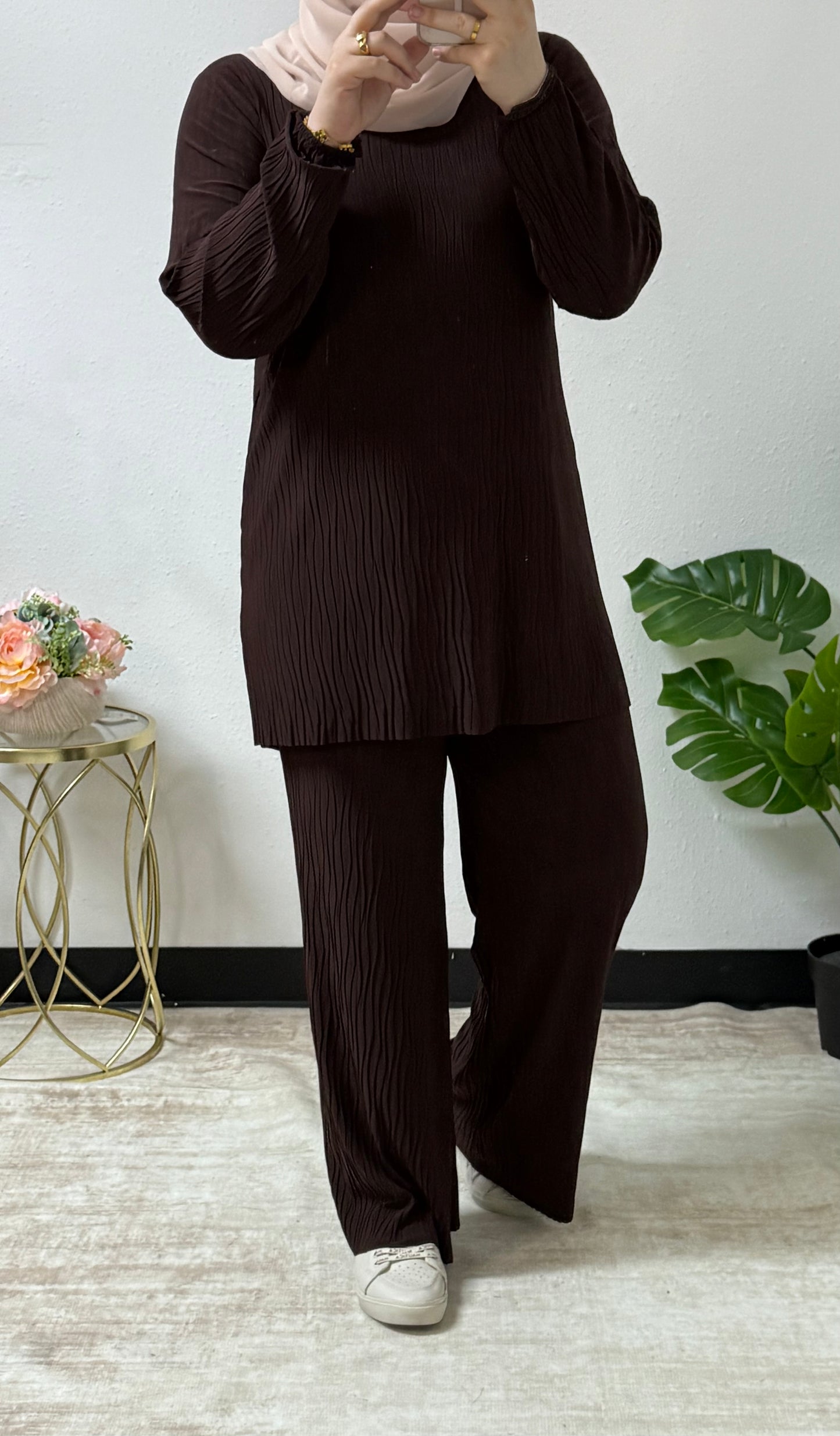 Crinkle Pleated Lycra set