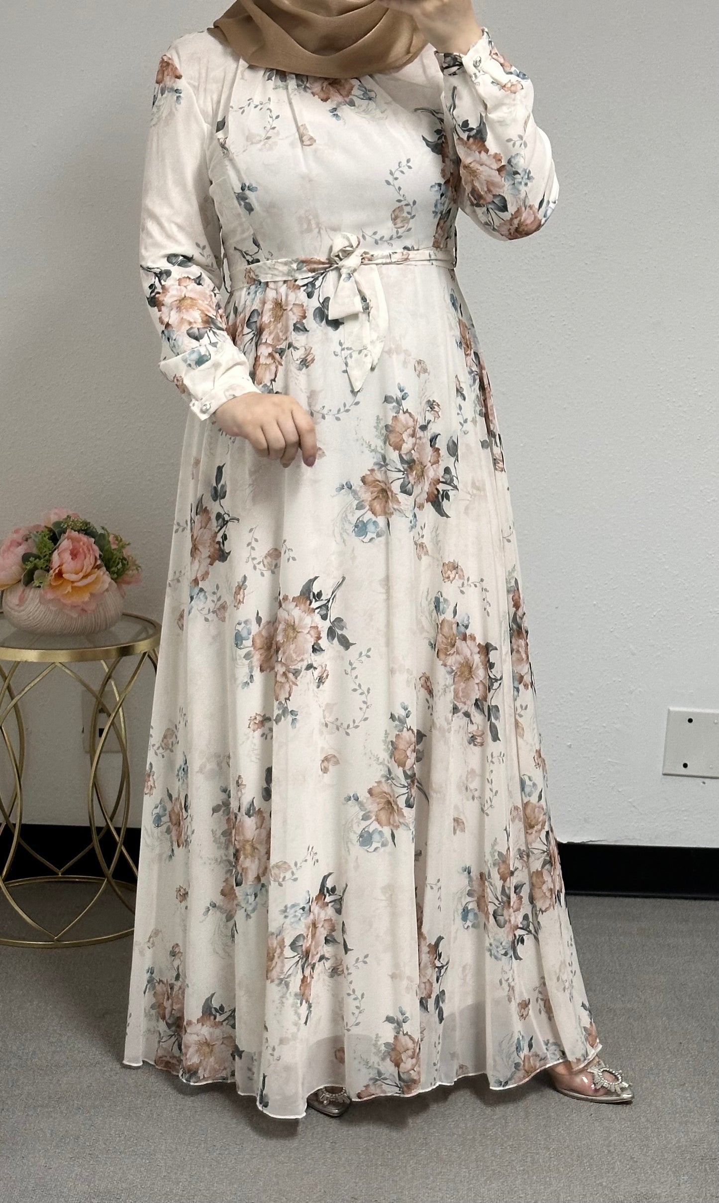 flora dress with belt