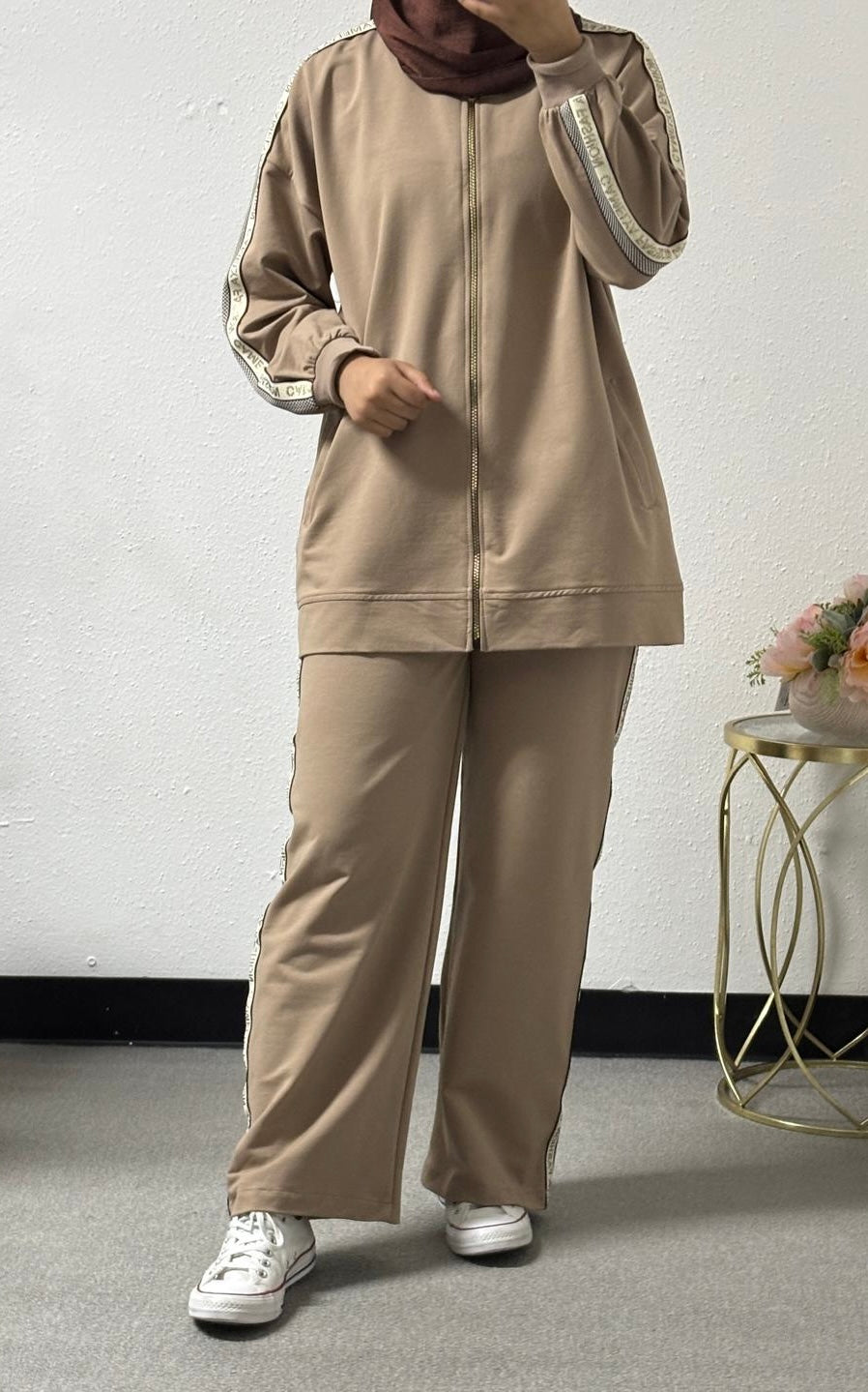 Checkered track suit