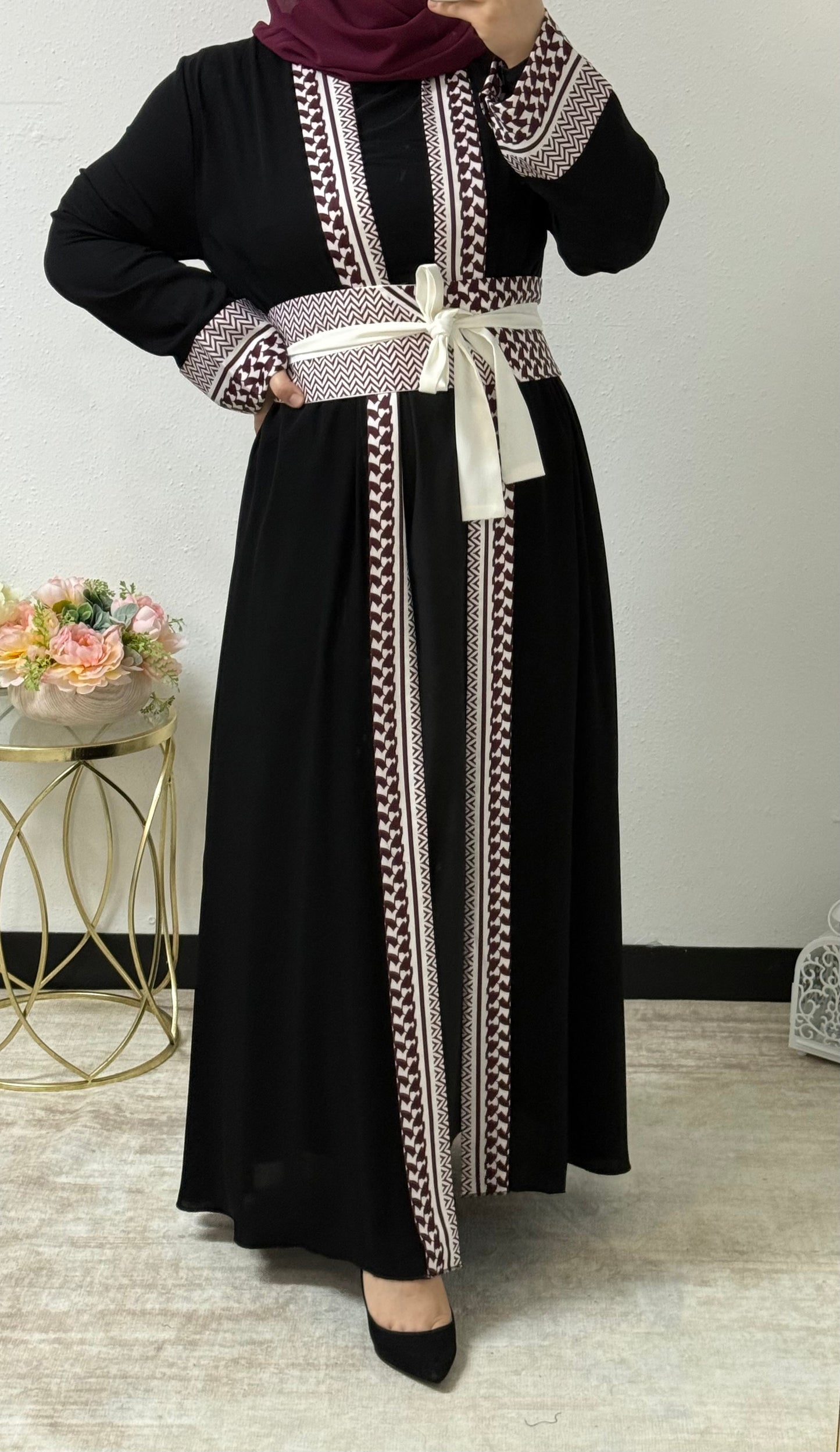 Keffiyeh Print Abaya Dress Set