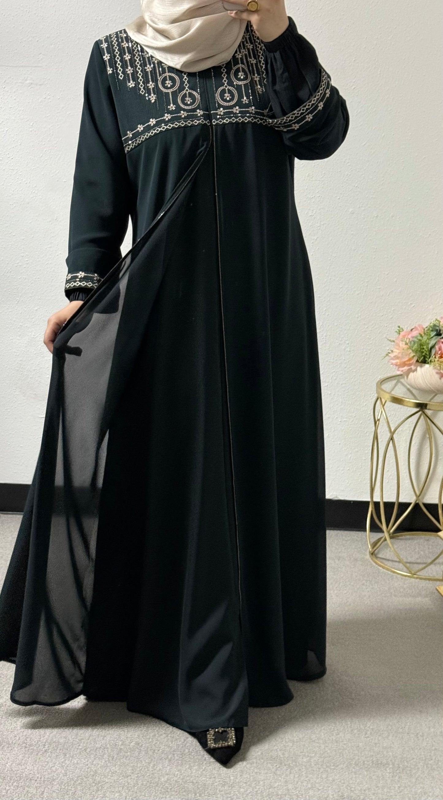 Embroidered plus size abaya