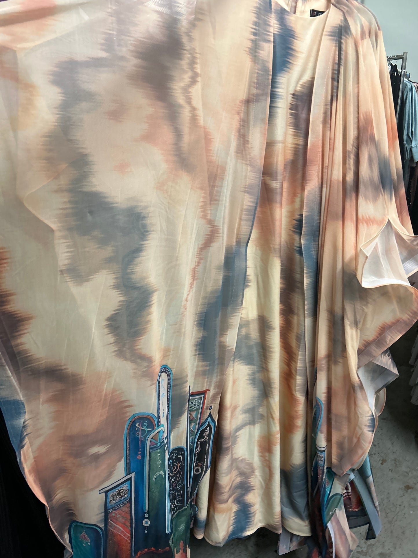 Two-pieces painted style abaya set