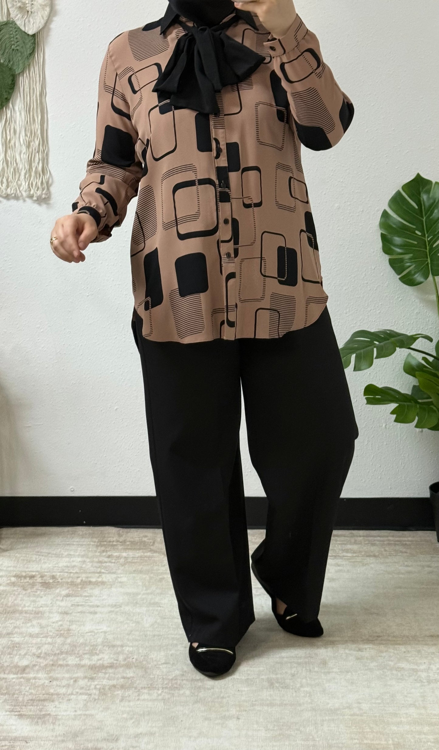 Block Print Bow-tie Shirt