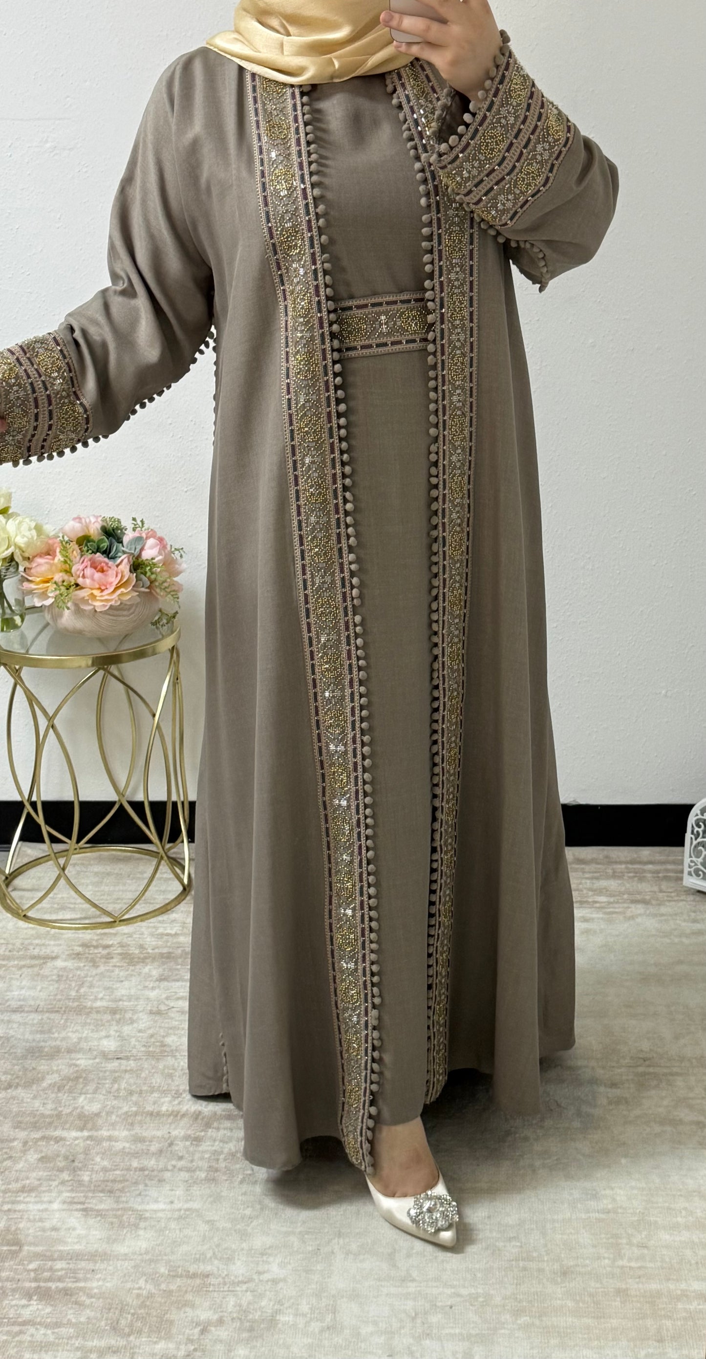 Festive Eid Embroidered Abaya Set