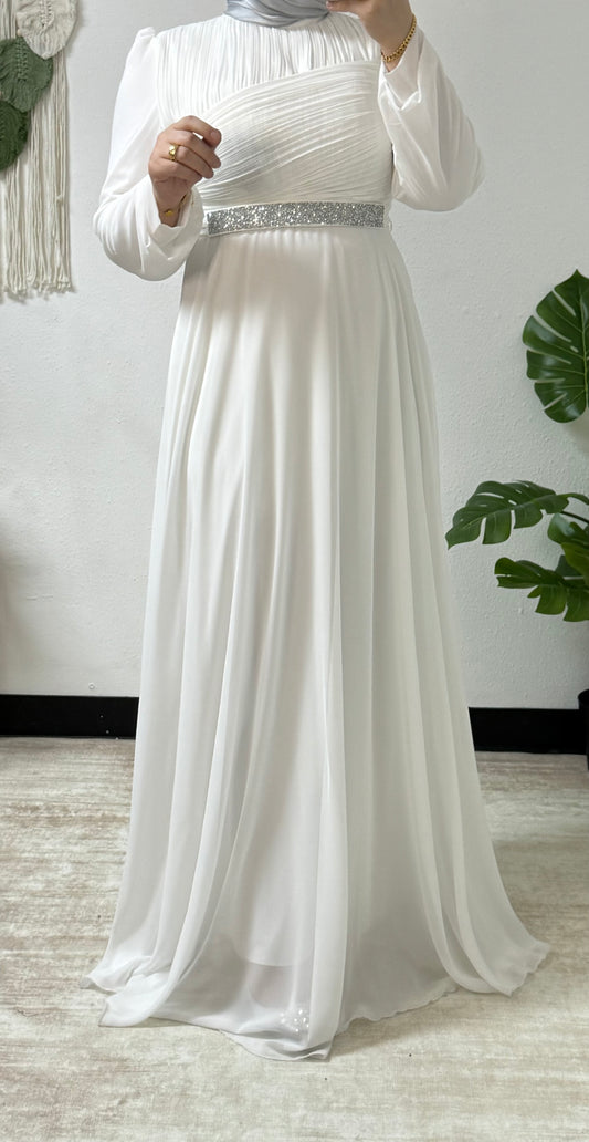 Modern dress with detailed belt