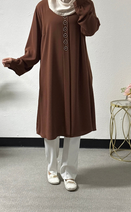 Beaded teardrop tunic shirt
