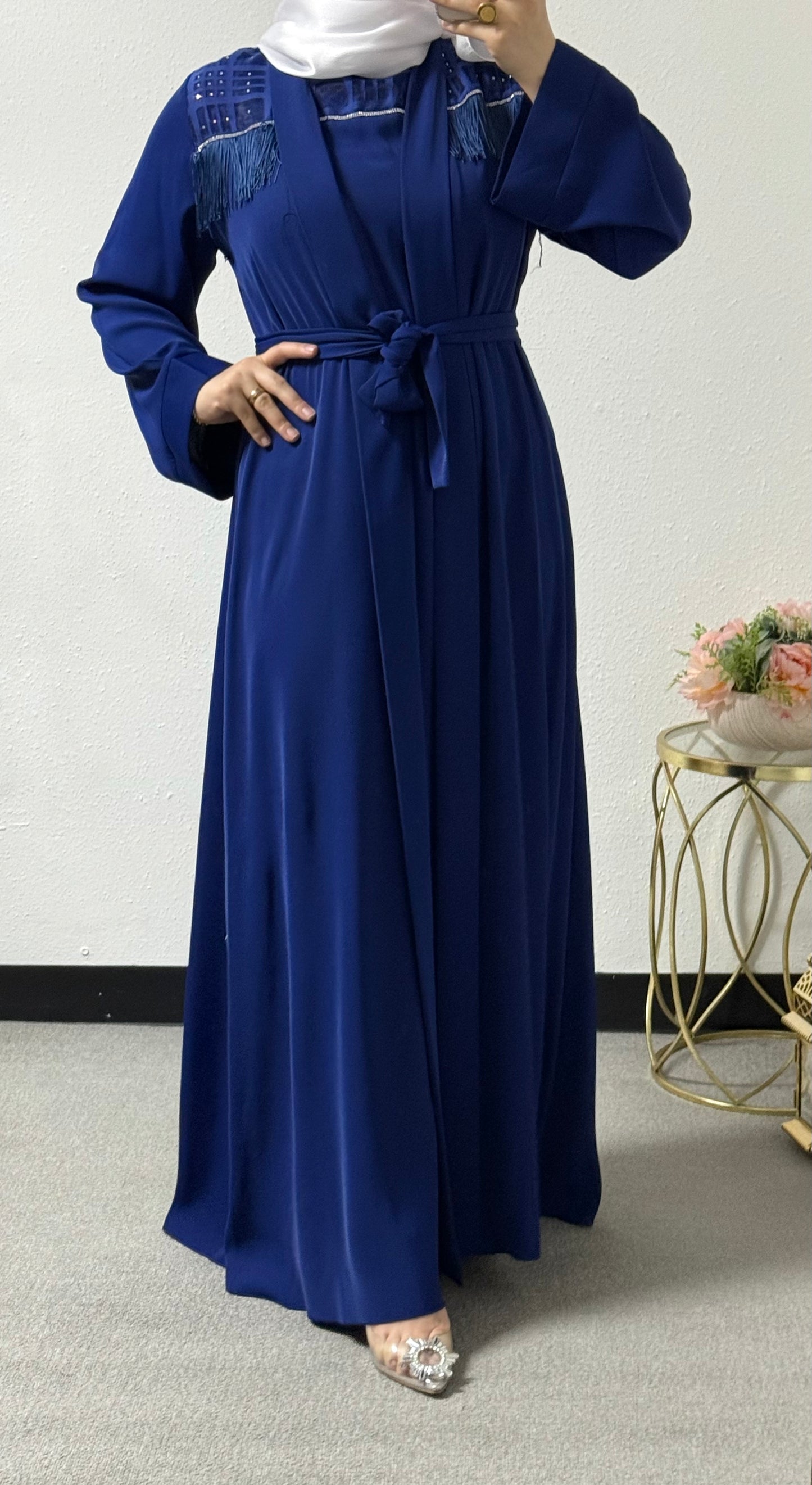 Two-piece beaded abaya set