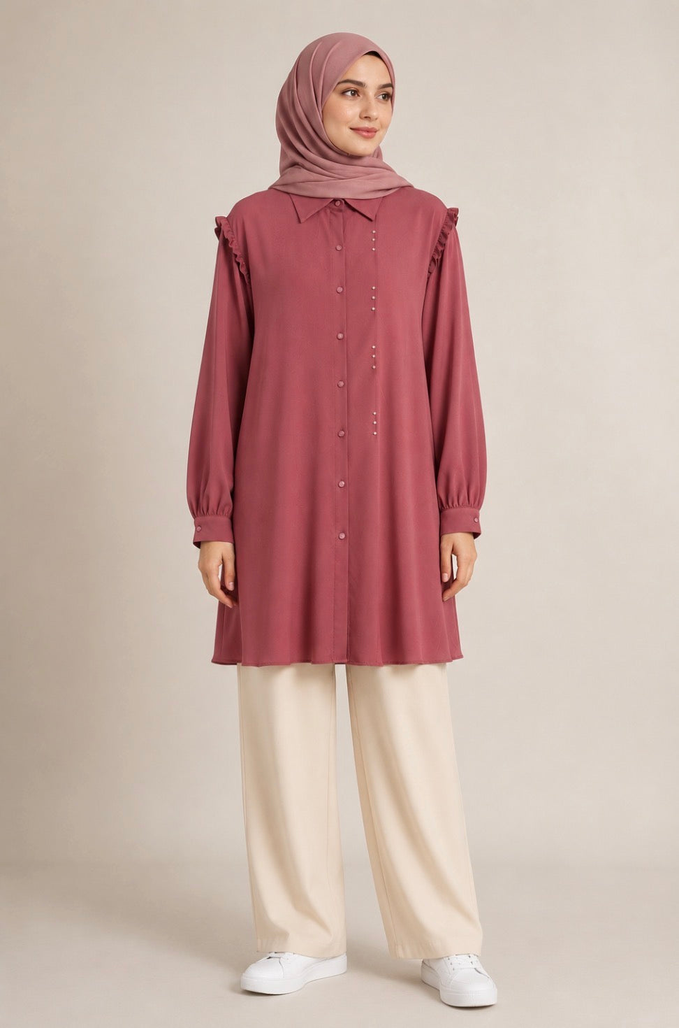 Simple Beaded Long Shirt