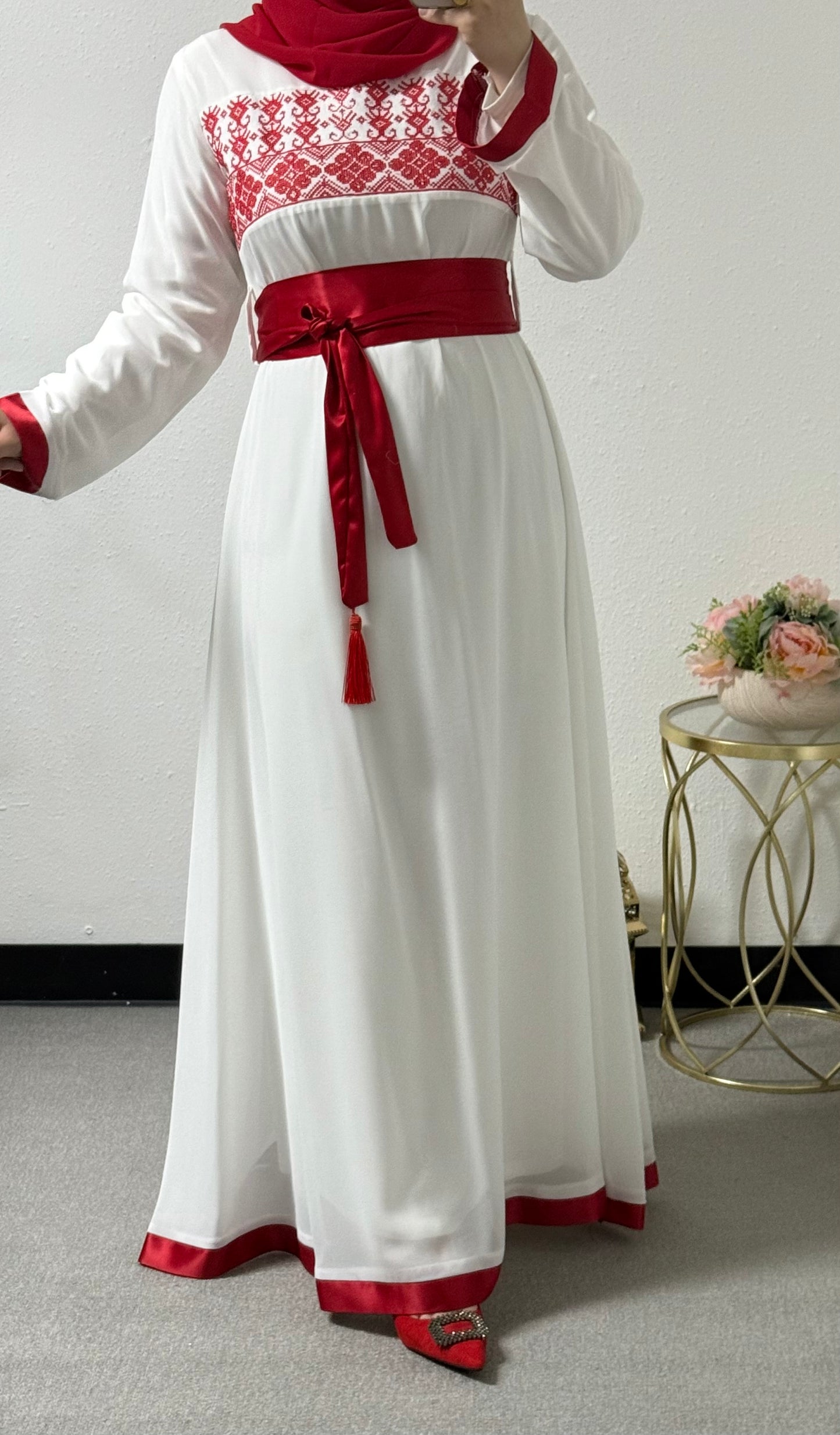 Embroidered chiffon dress