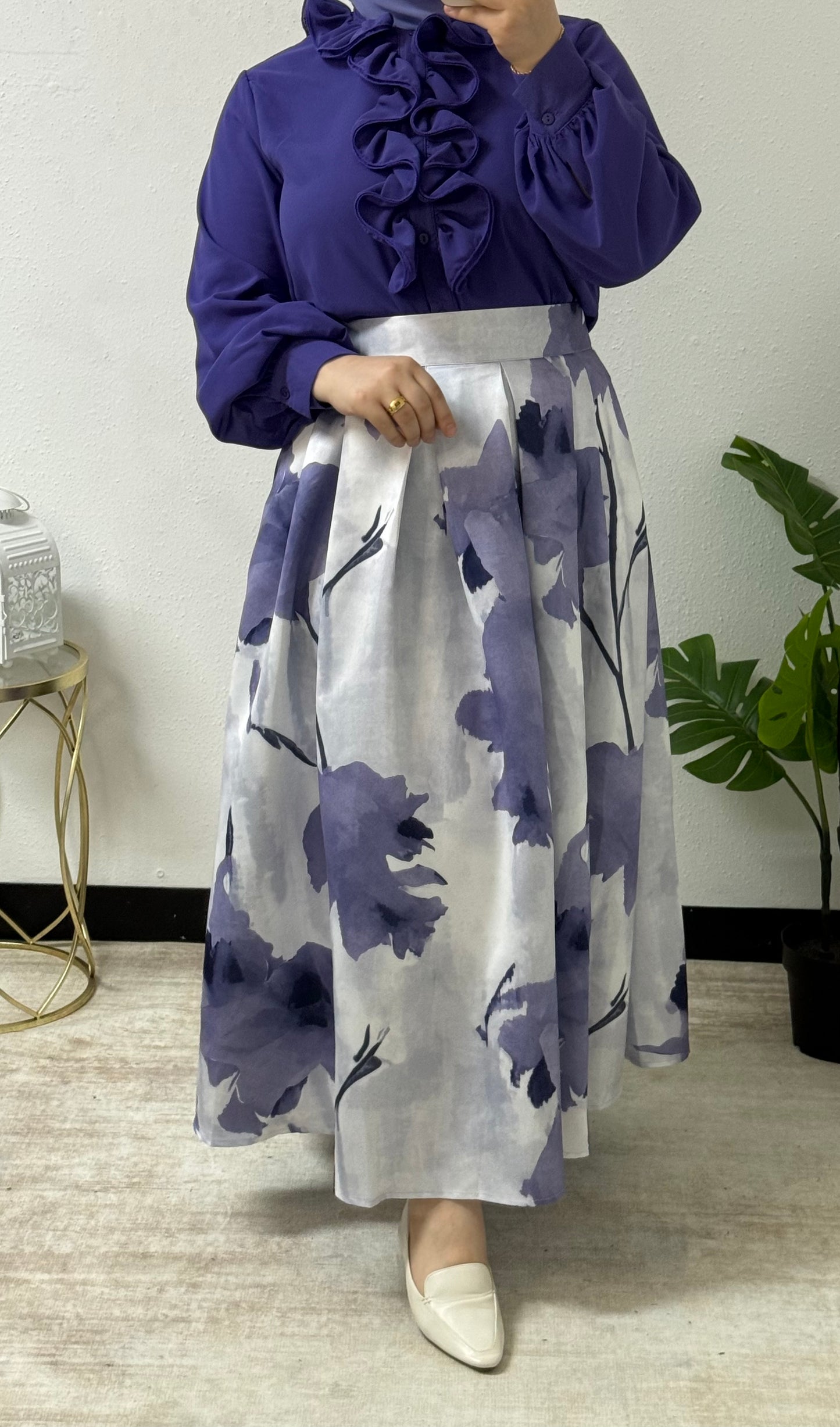 Floral Silk Skirt Set