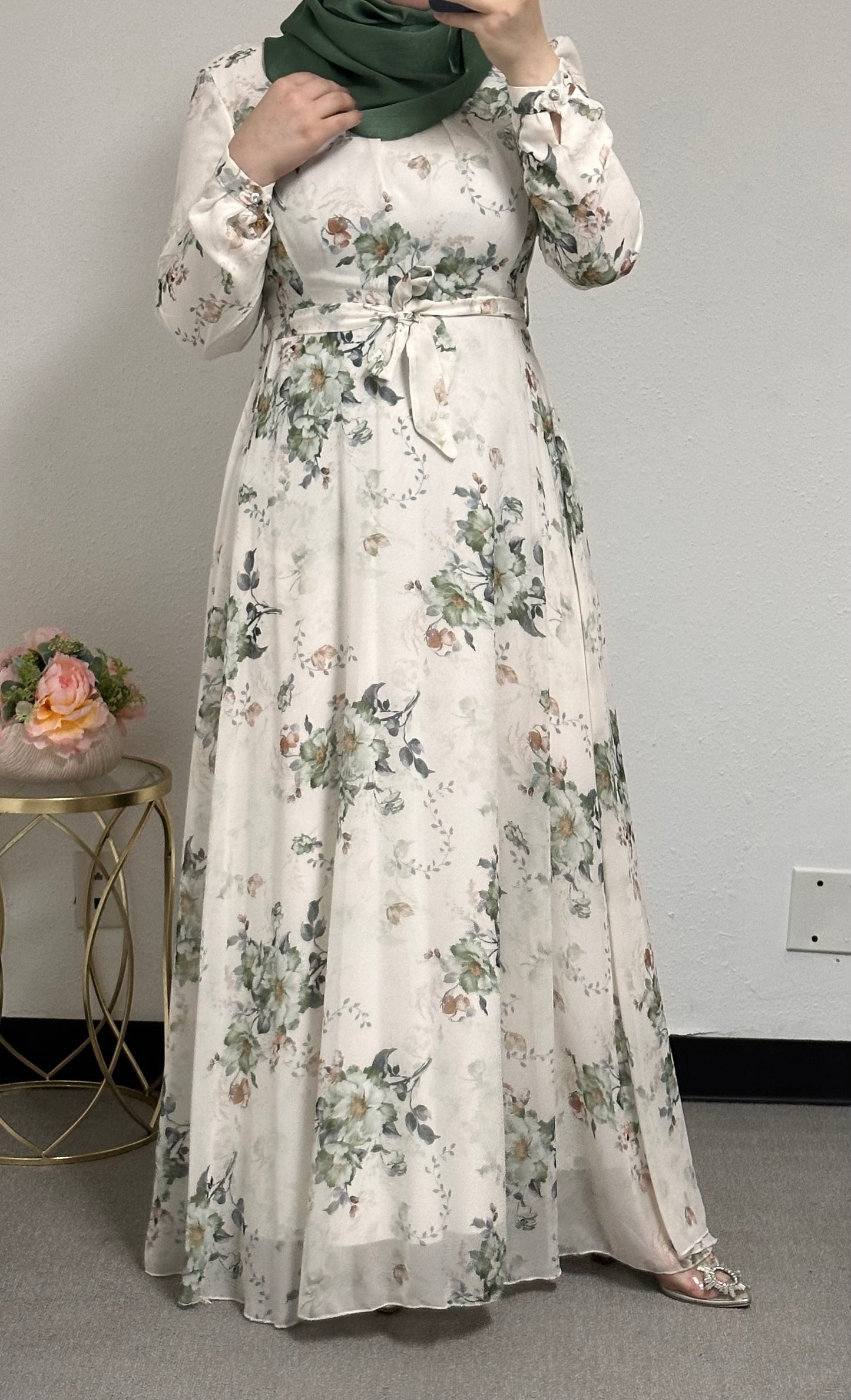 flora dress with belt