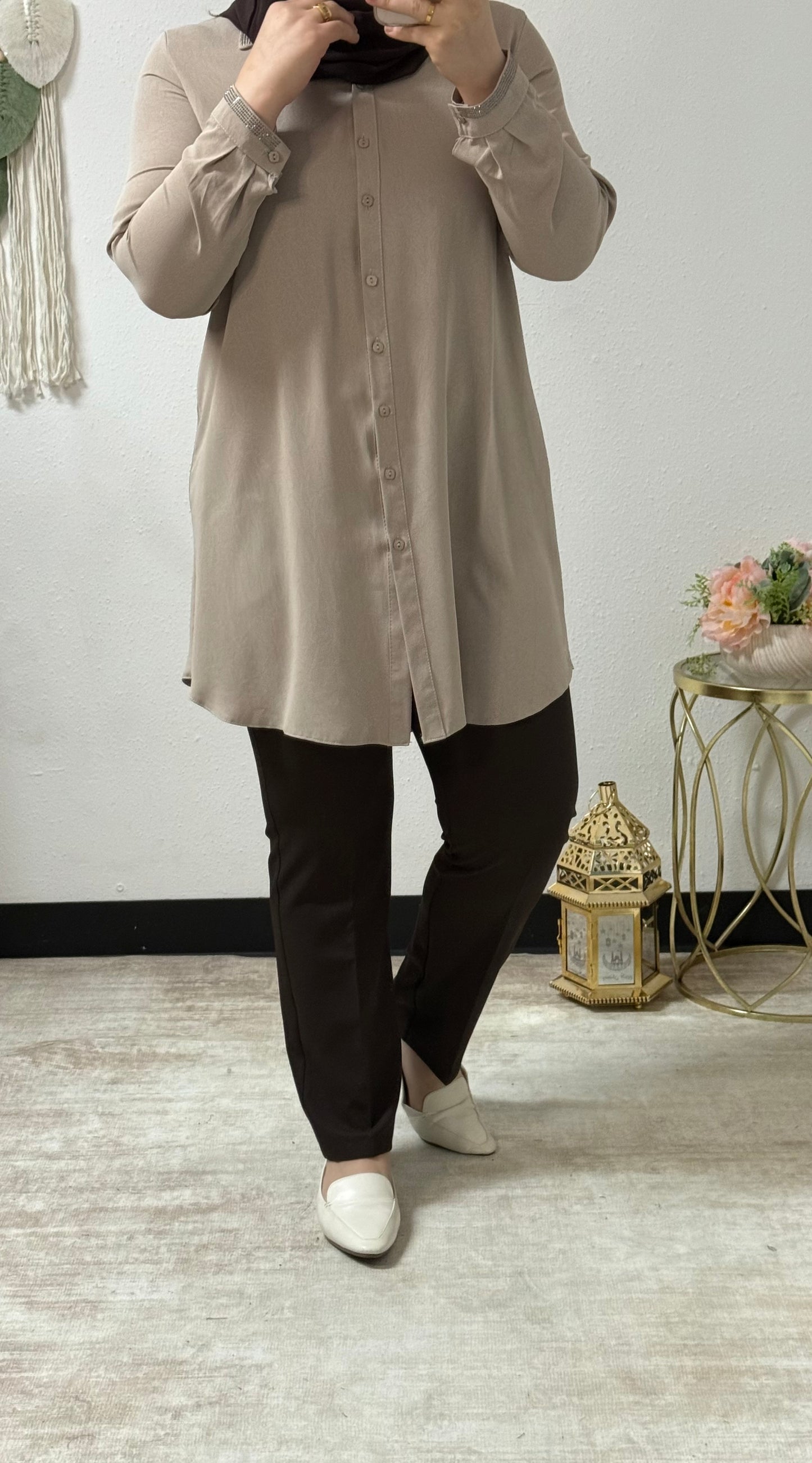 Stone Studded Collar Shirt