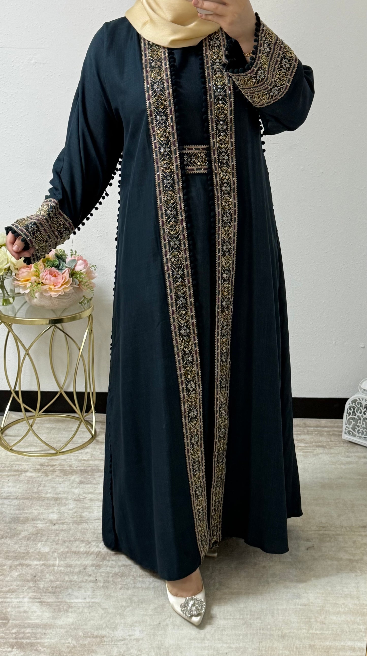 Festive Eid Embroidered Abaya Set