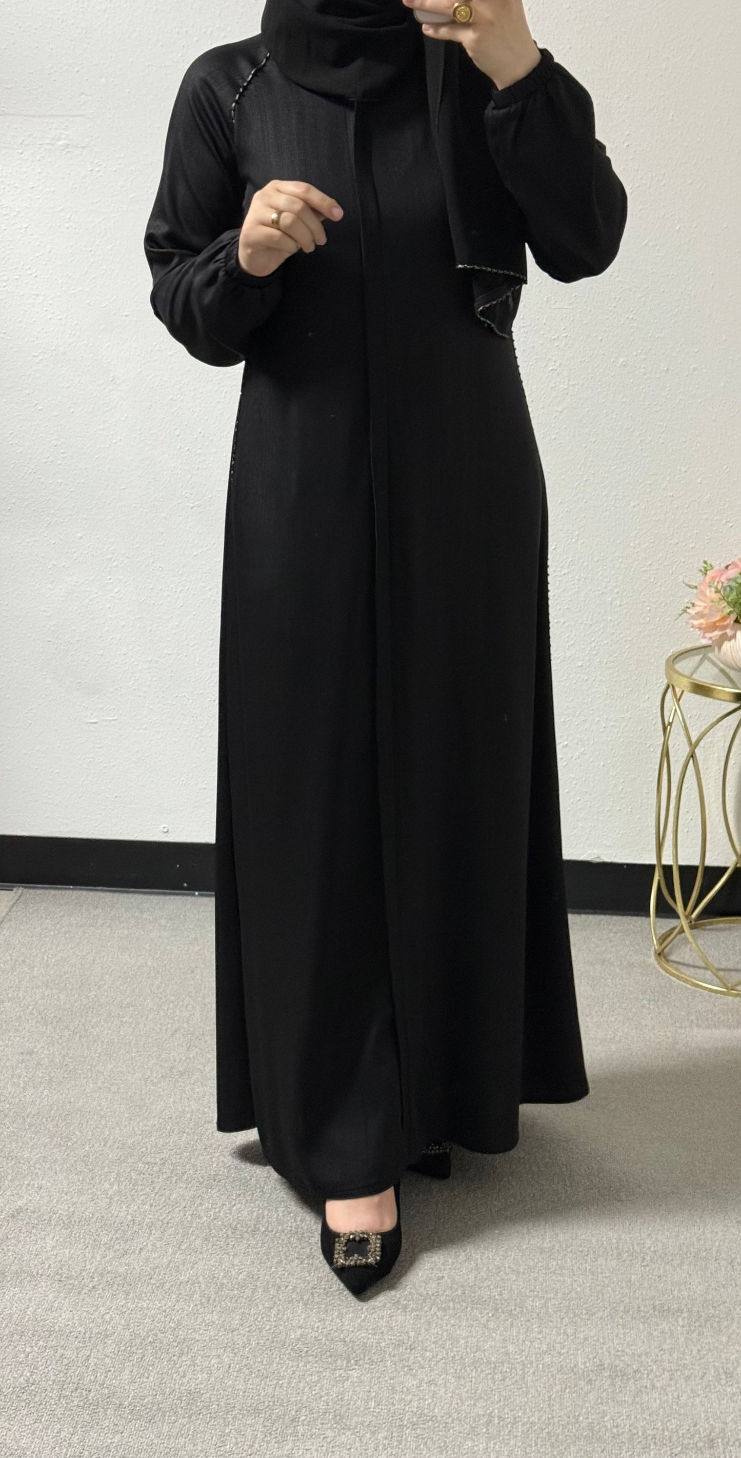 Intricate lace abaya