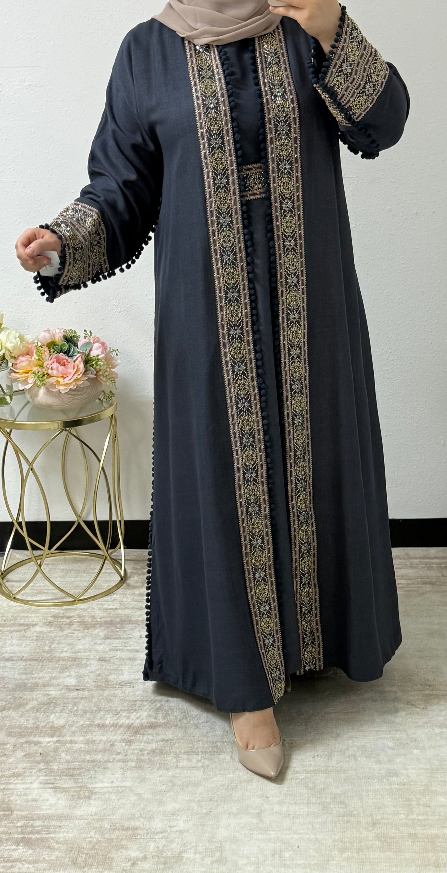 Festive Eid Embroidered Abaya Set