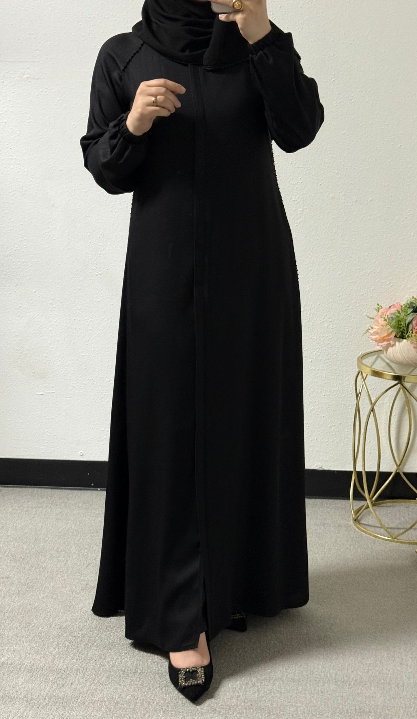 Intricate lace abaya