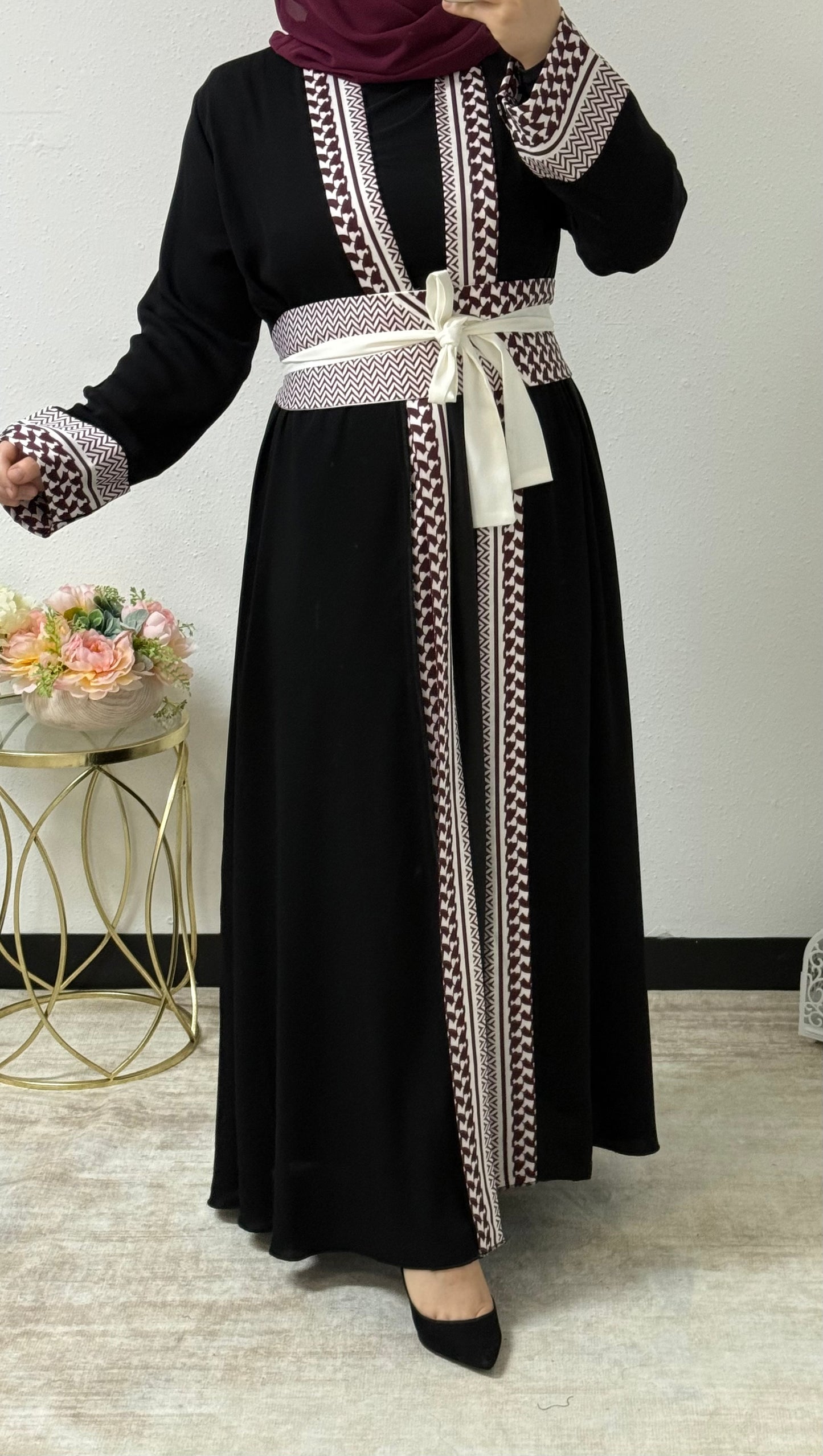 Keffiyeh Print Abaya Dress Set
