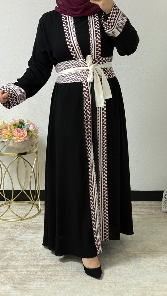 Keffiyeh Print Abaya Dress Set