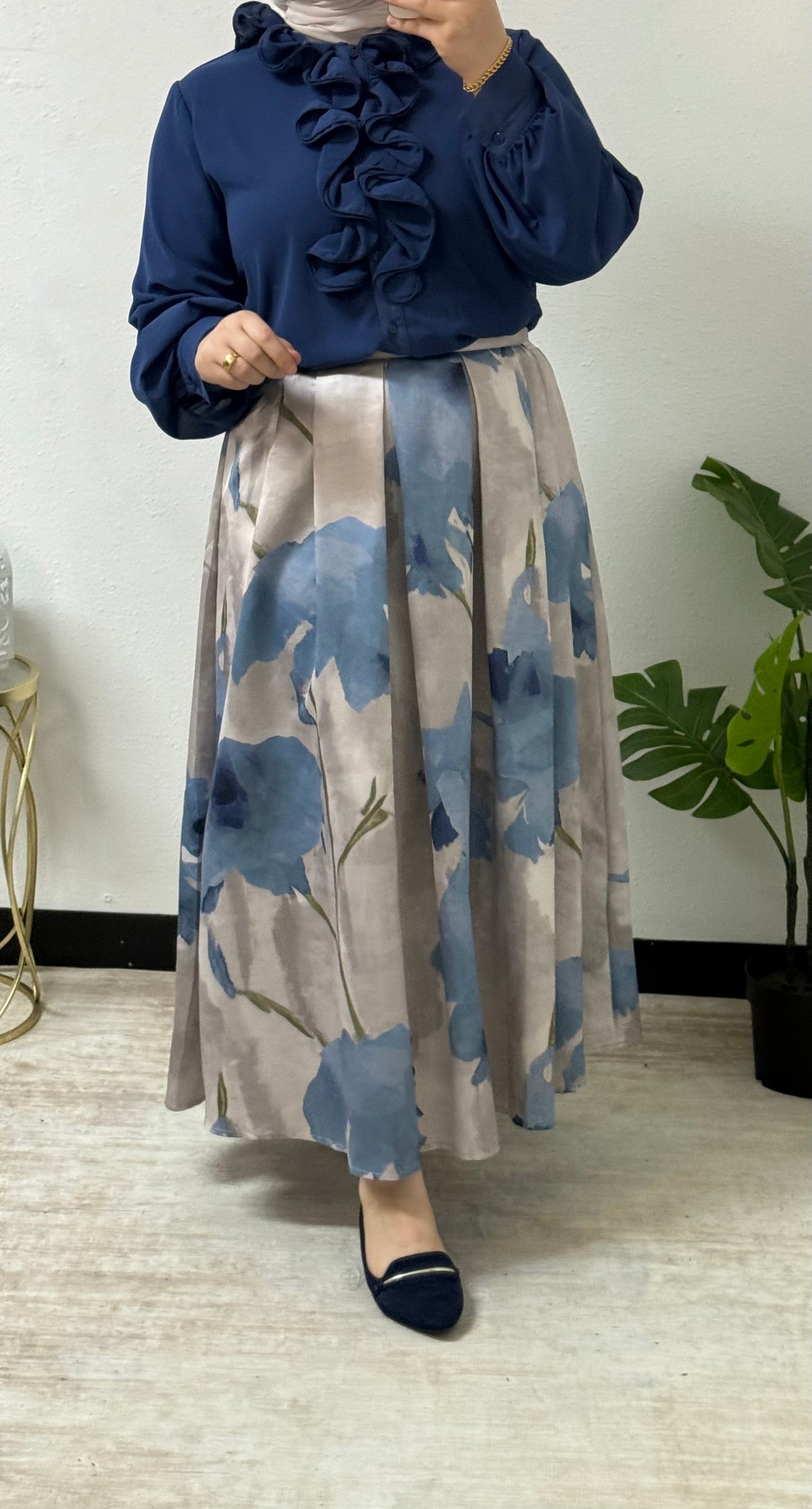 Floral Silk Skirt Set