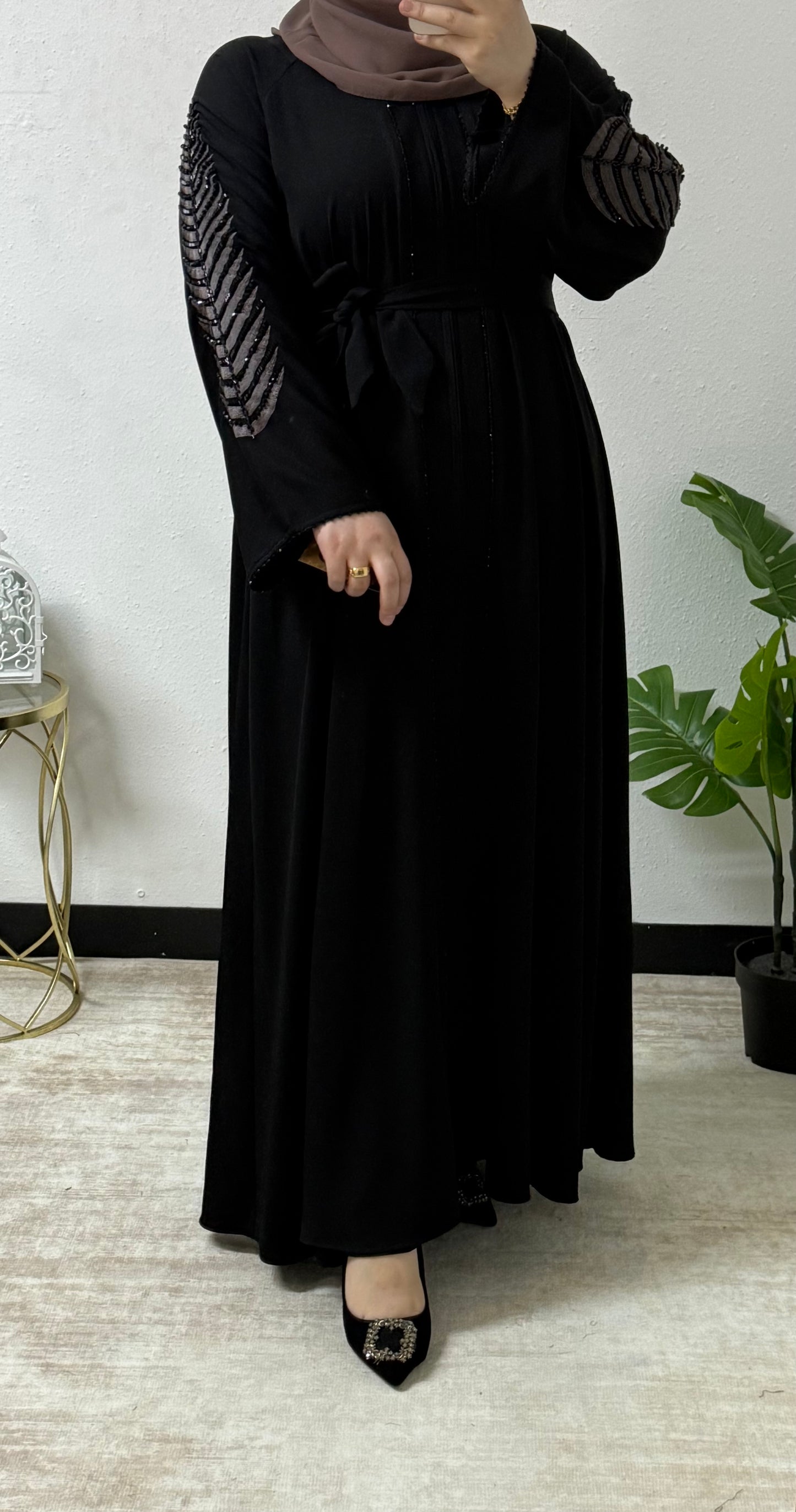 Beaded Noir Abaya
