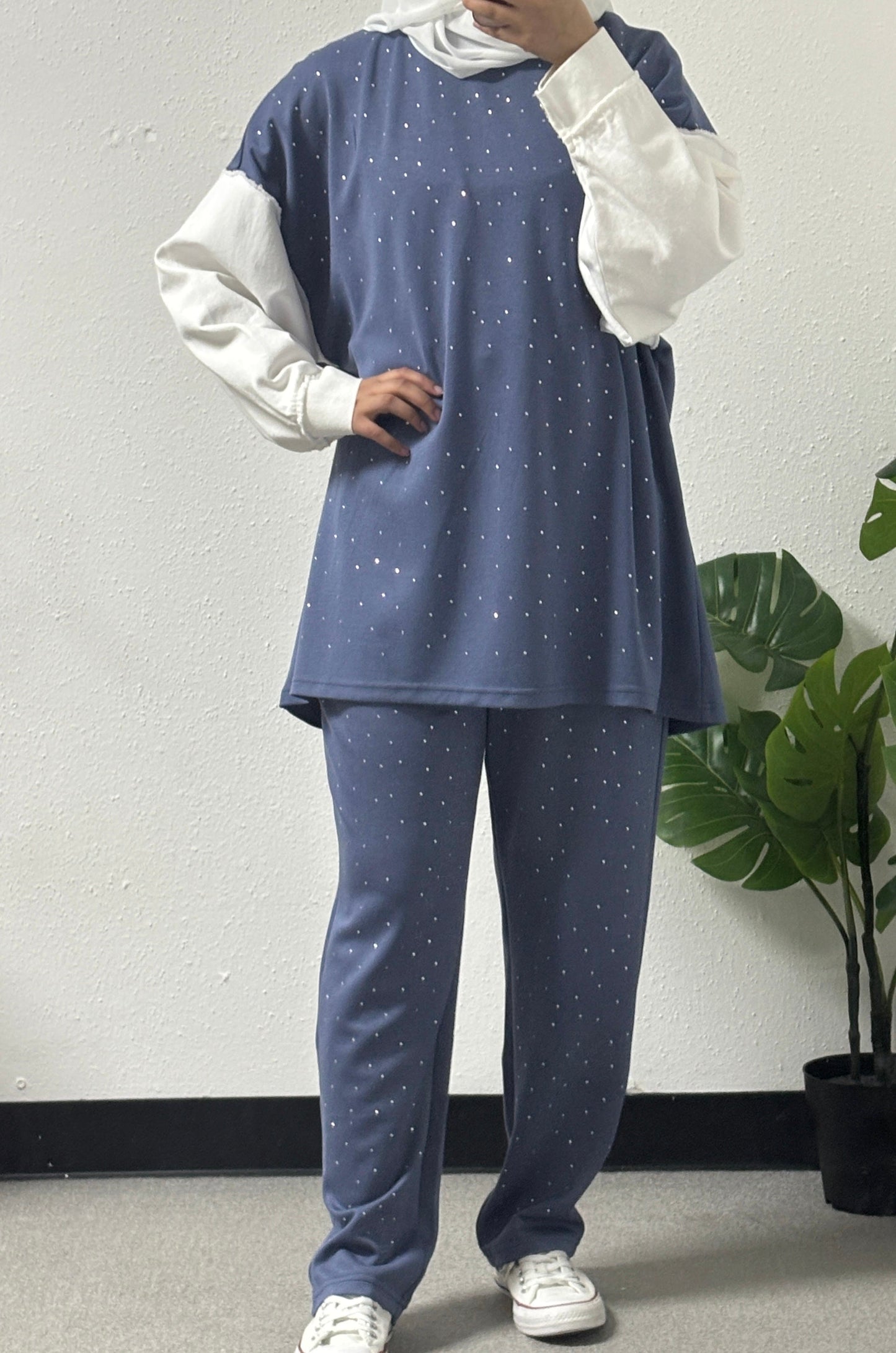 Two-piece cotton tracksuit set