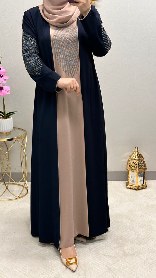 Two piece embroidered abaya