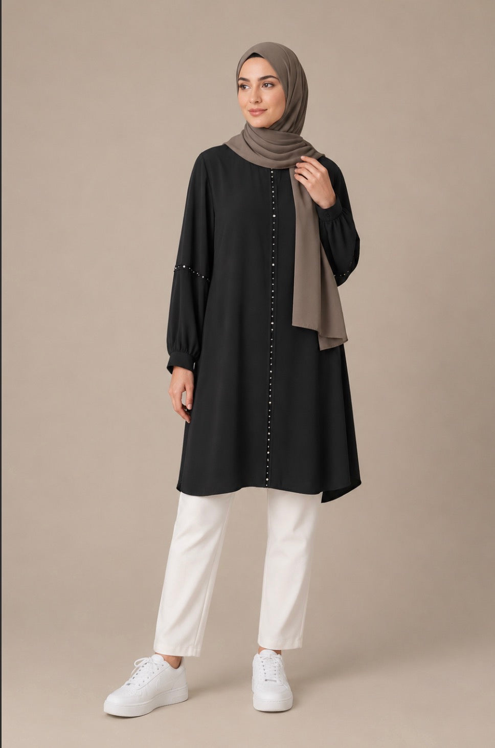 Elegant Colored Pearls Long Shirt