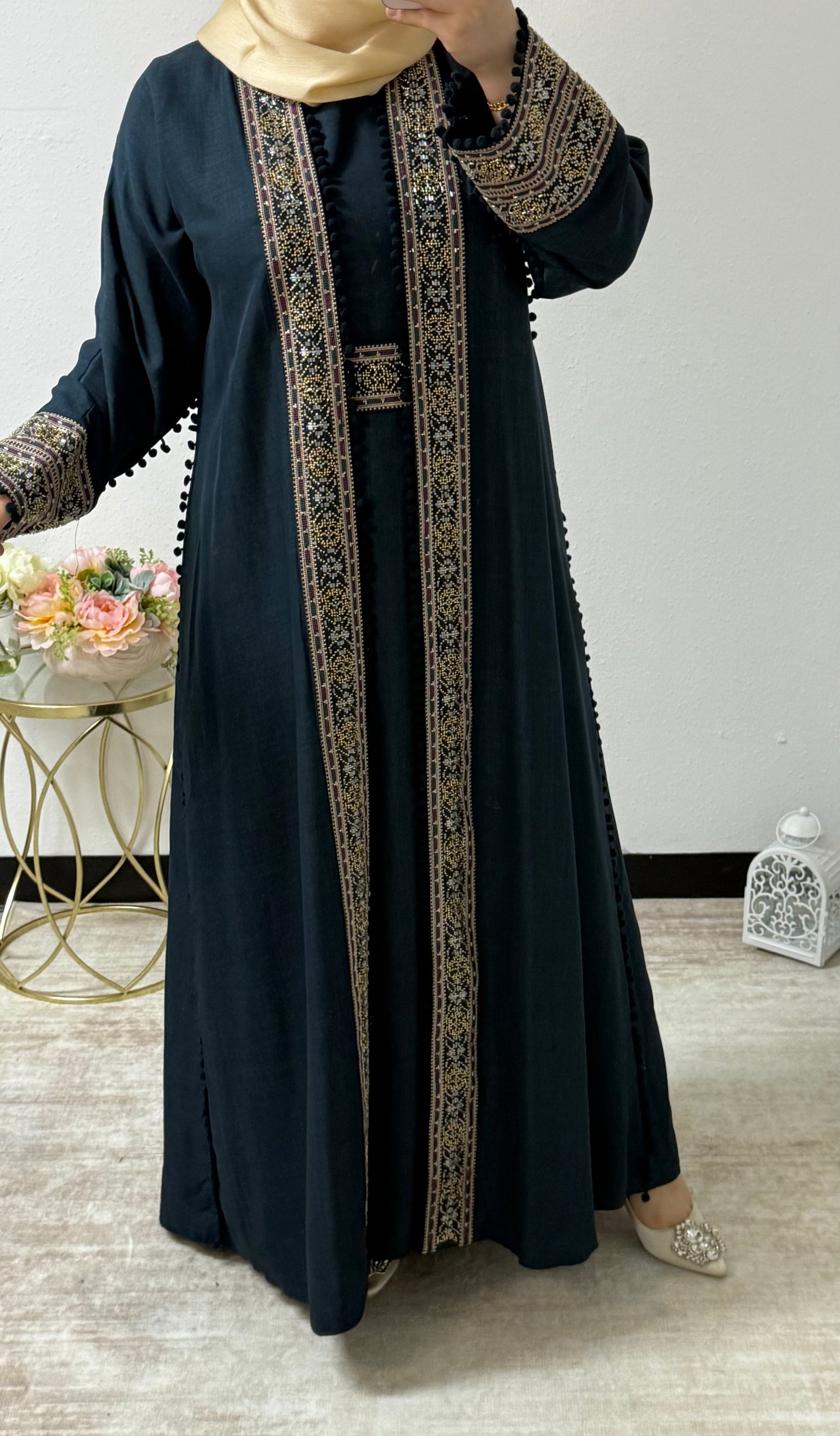 Festive Eid Embroidered Abaya Set