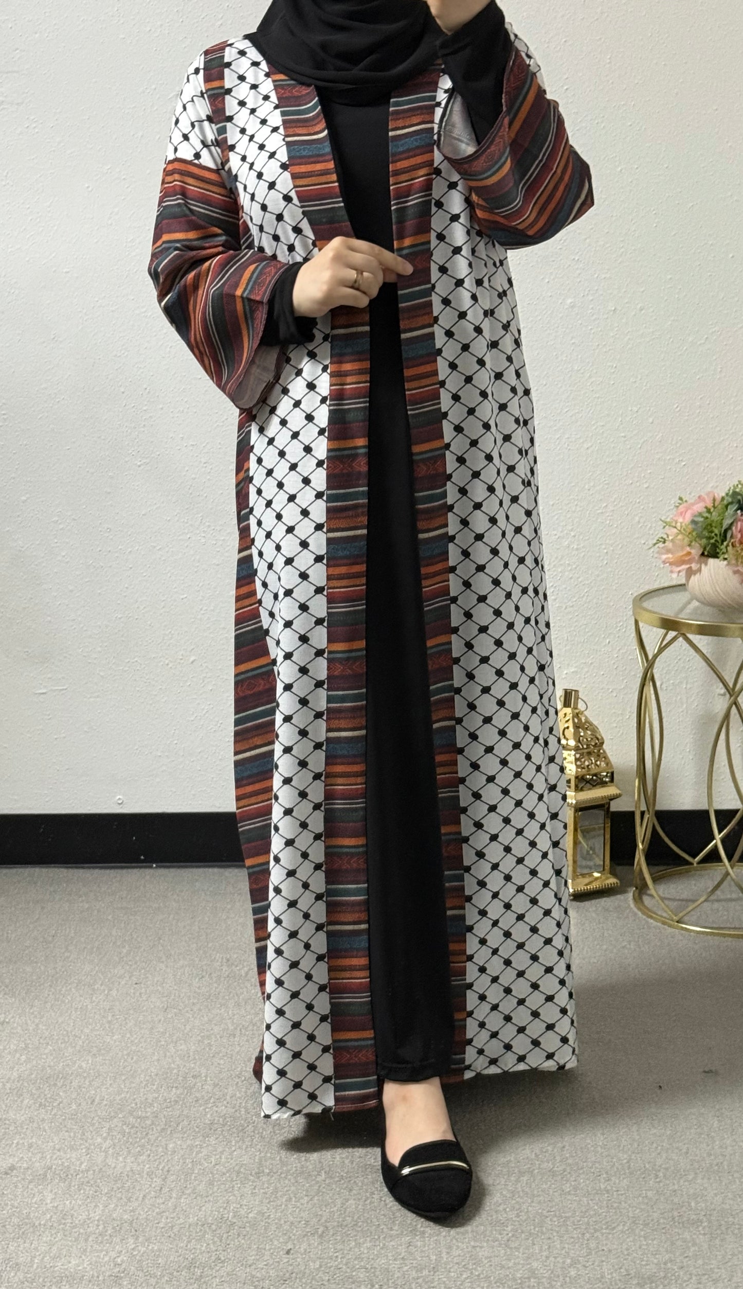 2 pcs printed abaya set