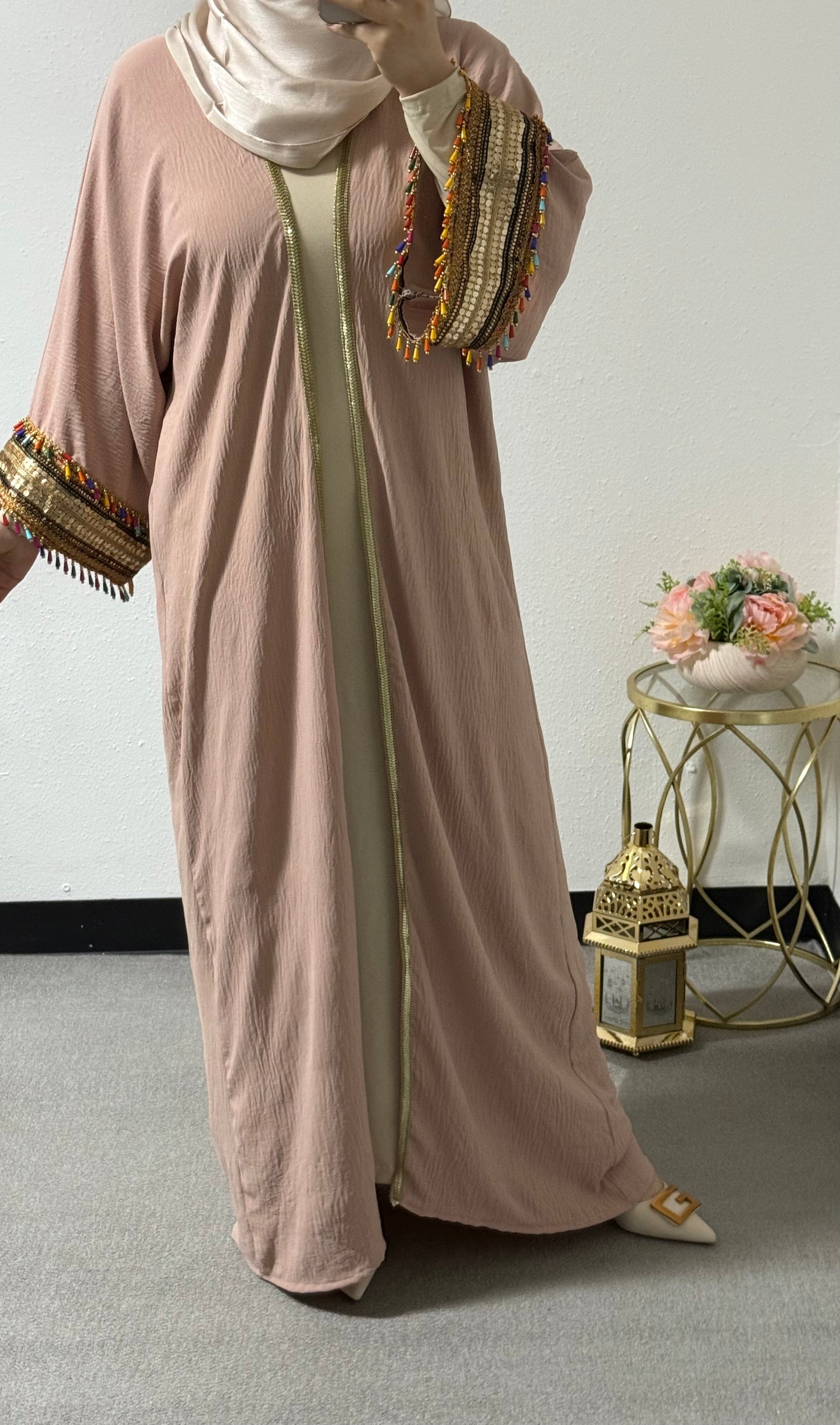 Ramadan colorful tassel abaya