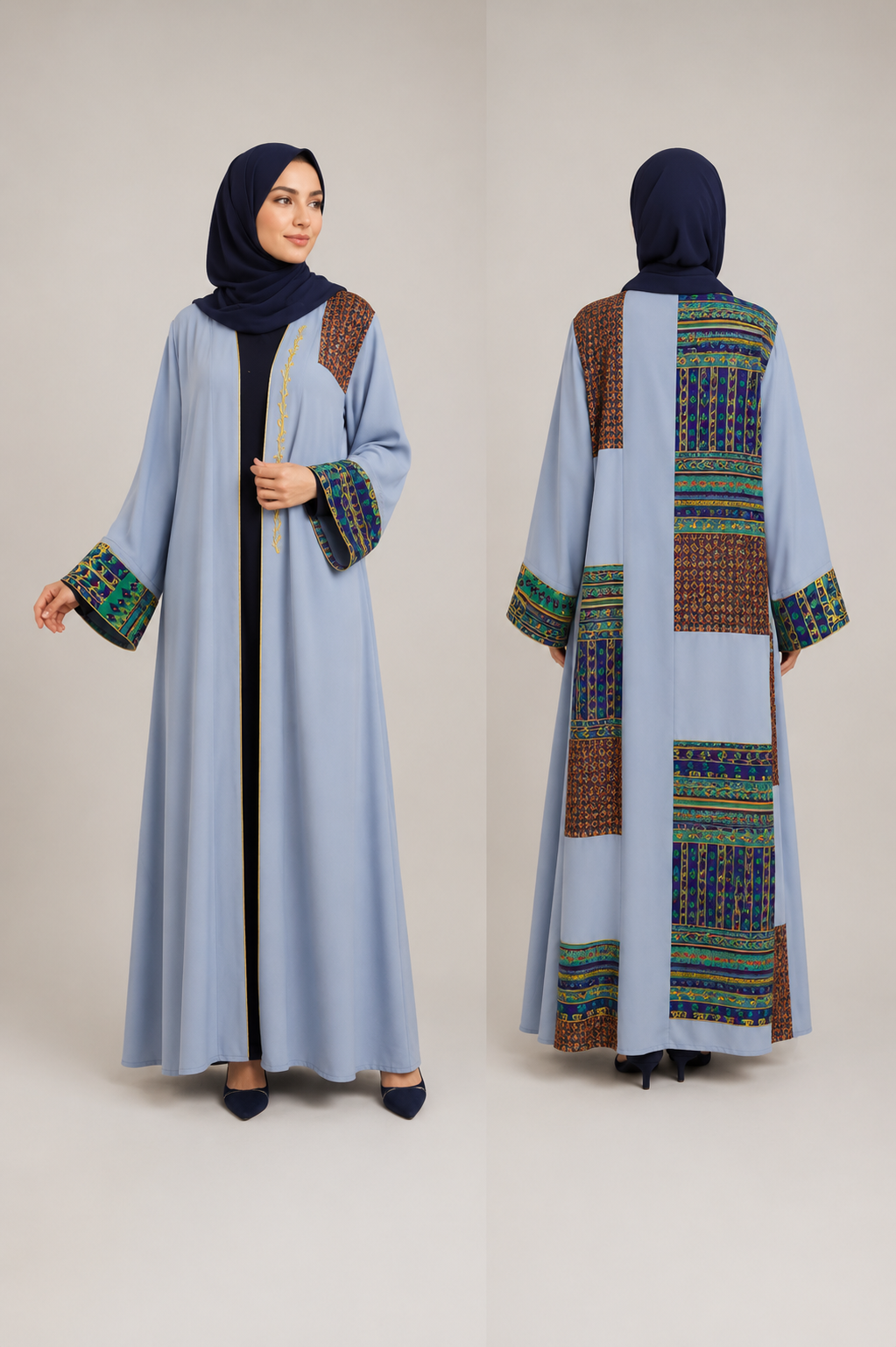 Colorful embroidery butterfly abaya