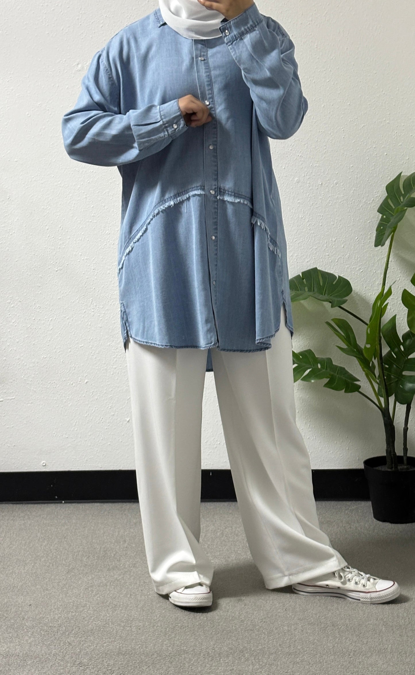 Thread detail plus size shirt
