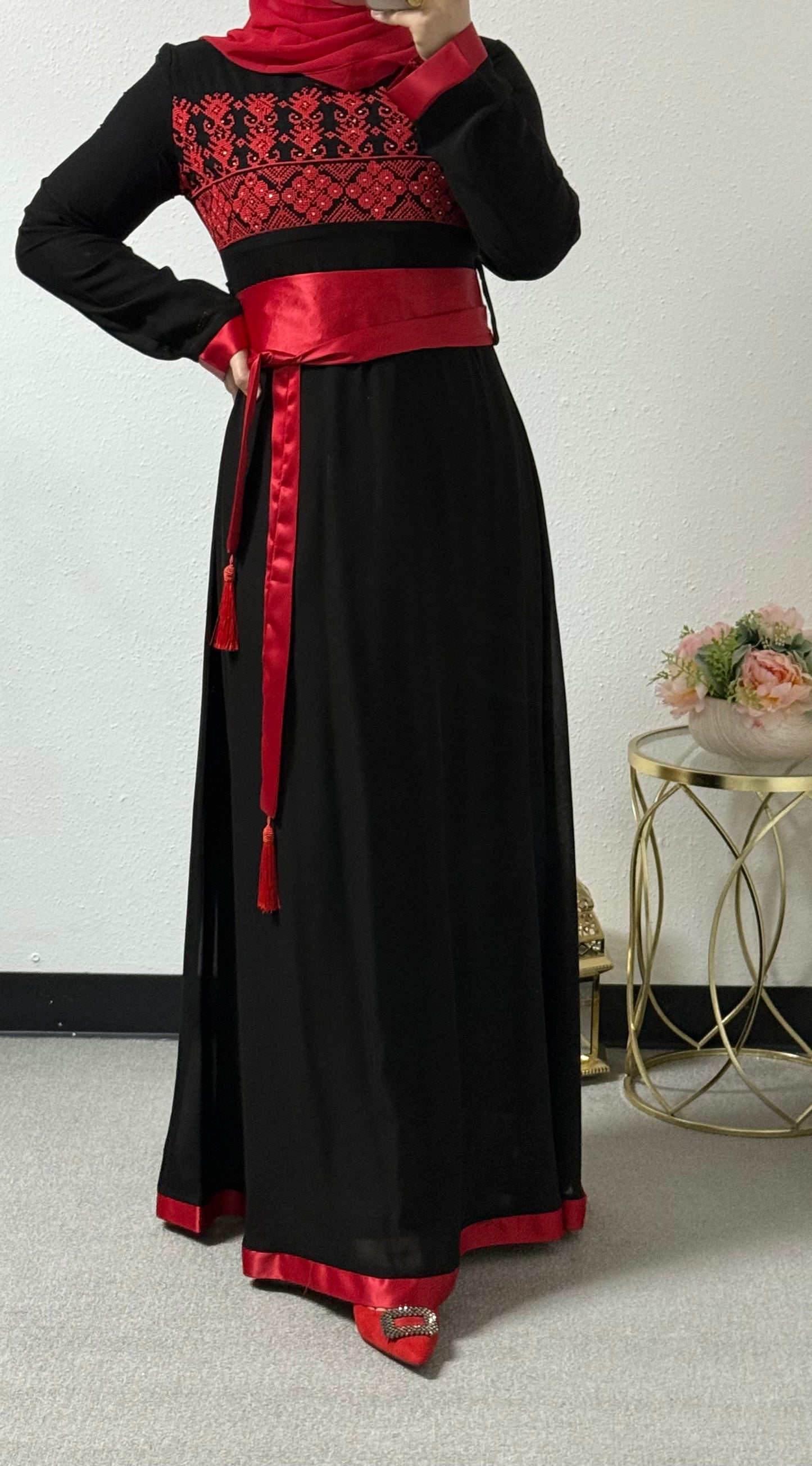 Embroidered chiffon dress