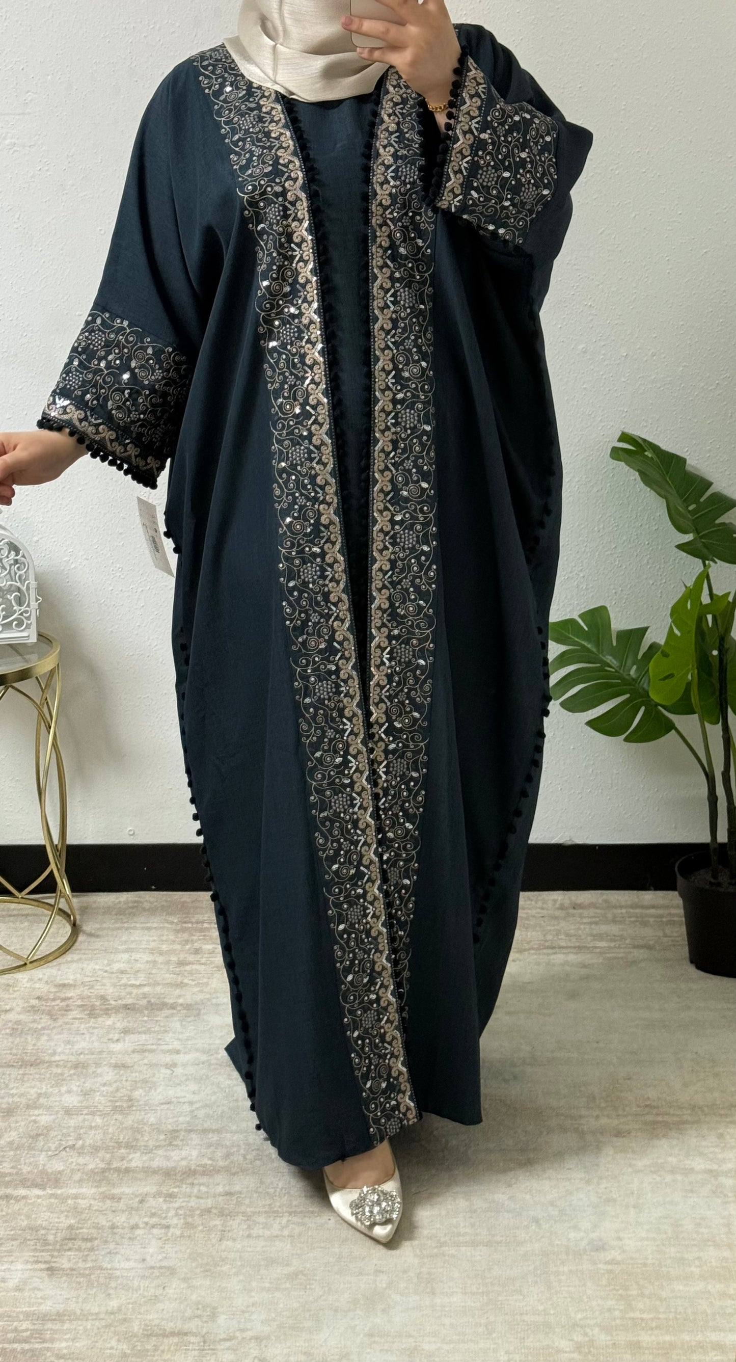 Delicate Thread Work Abaya Set