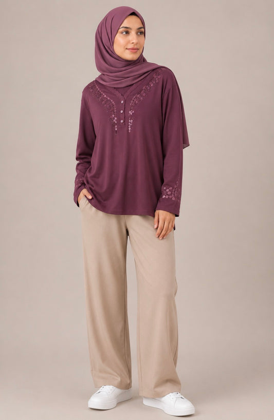 Leaf Embroidered Shirt