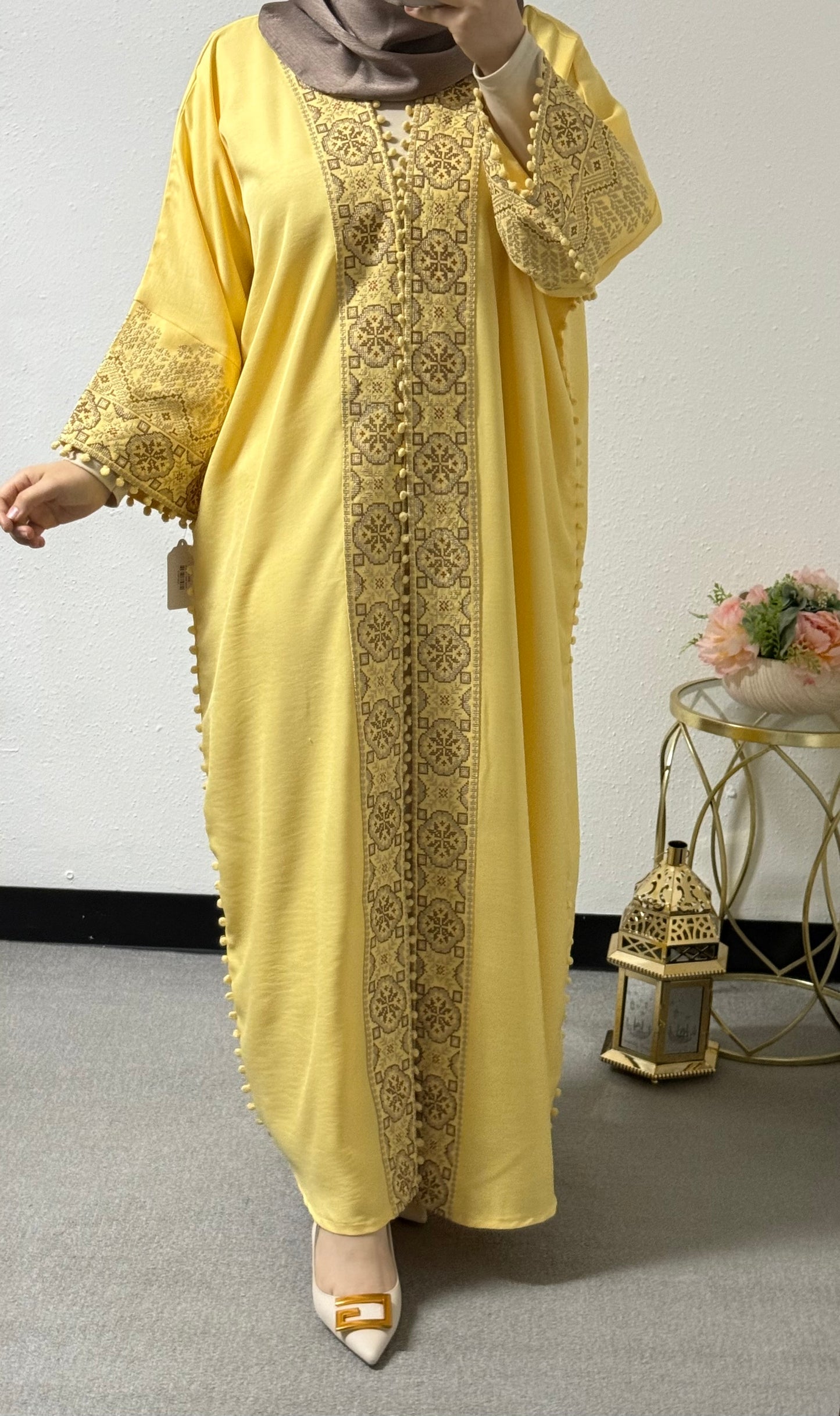 Open embroidered abaya