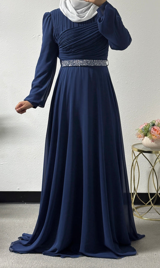 Modern dress with detailed belt