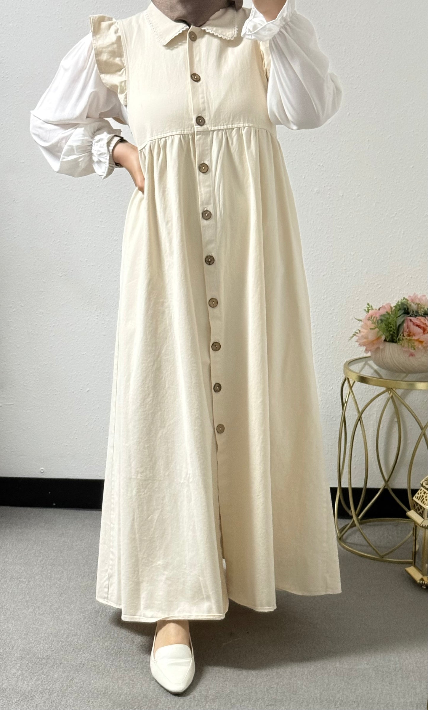 Linen Dress with White Shirt Included