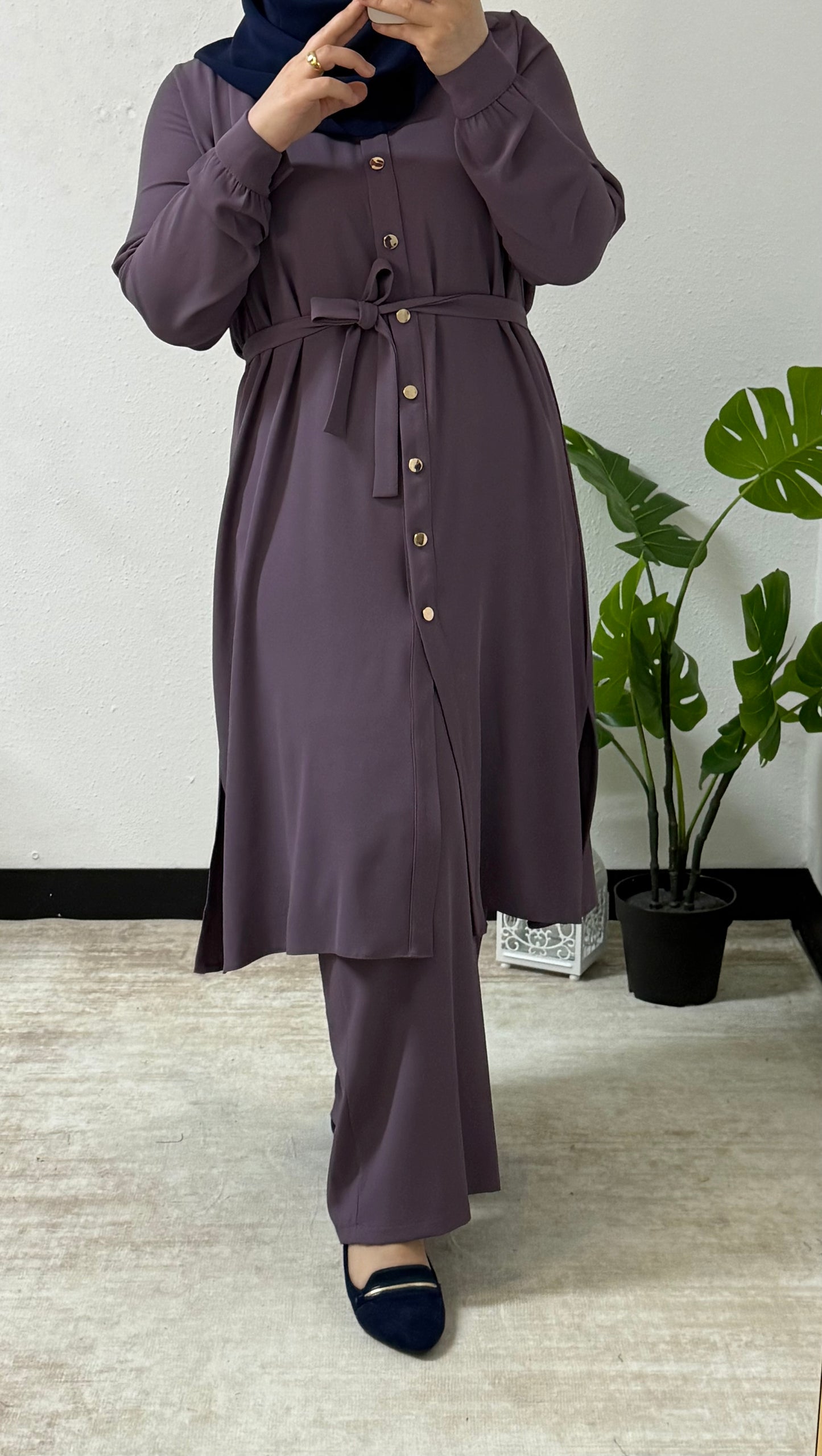 Buttoned Two-Piece Set