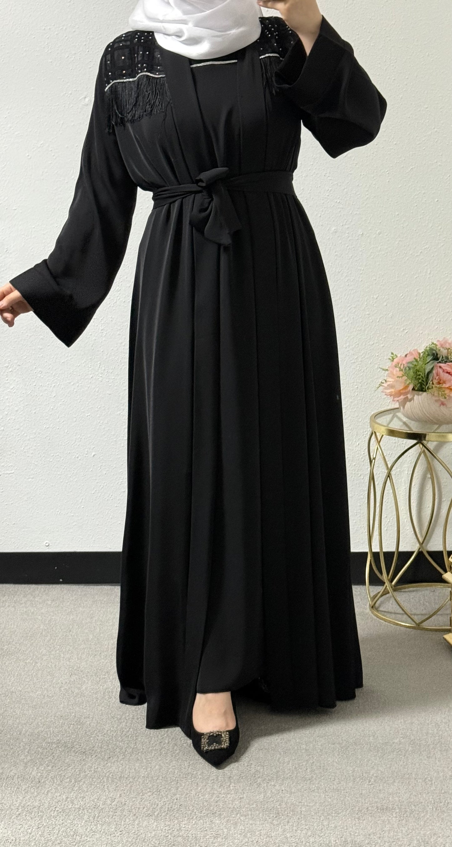 Two-piece beaded abaya set