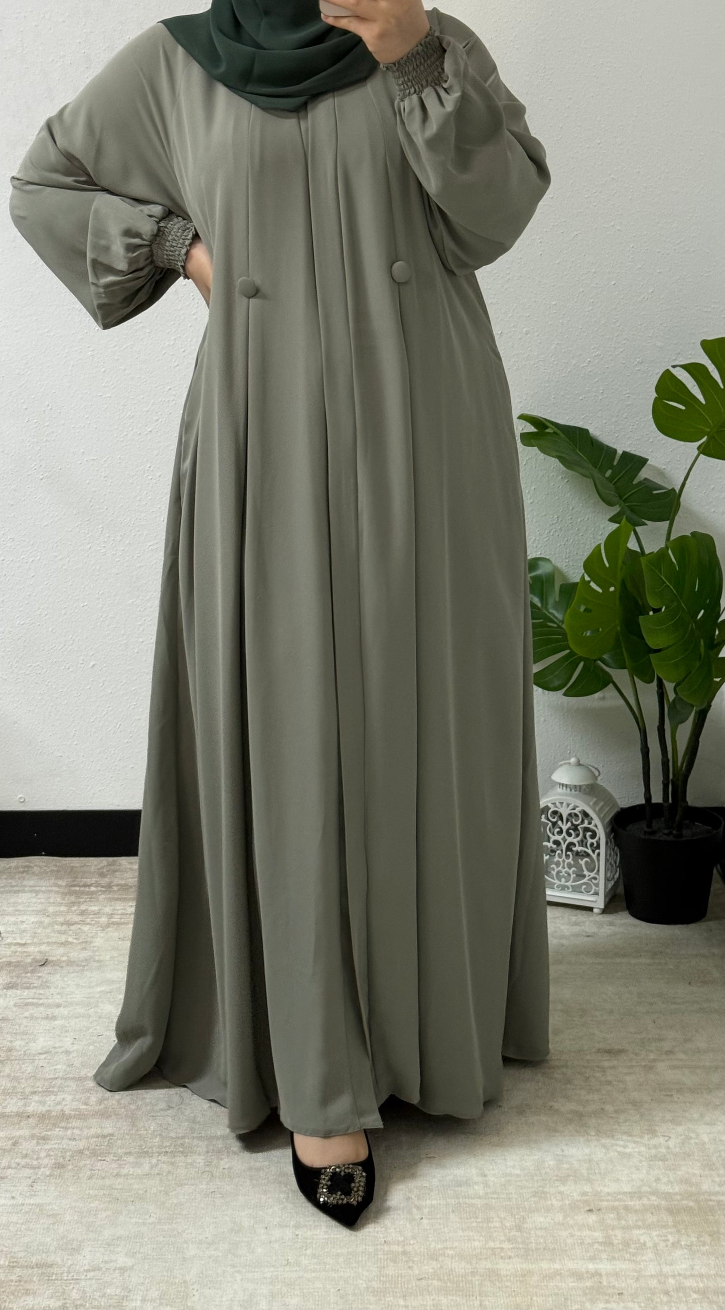 Simple Double Button Abaya
