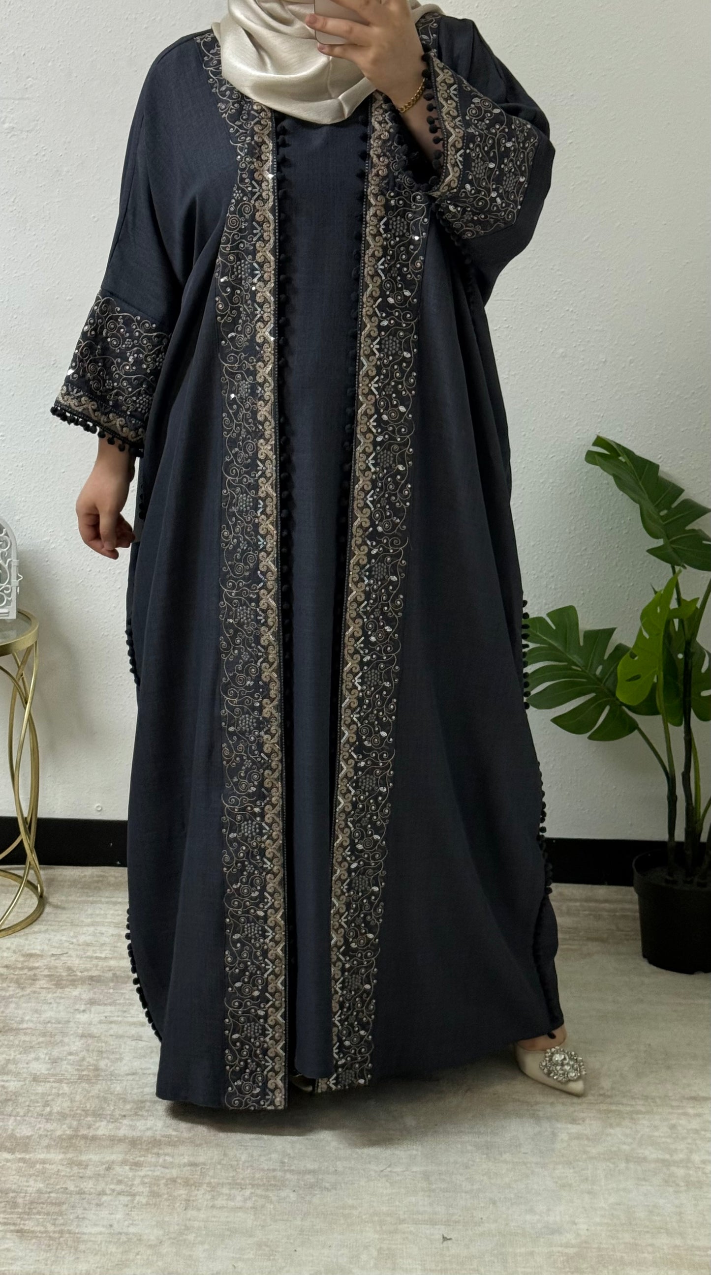 Delicate Thread Work Abaya Set