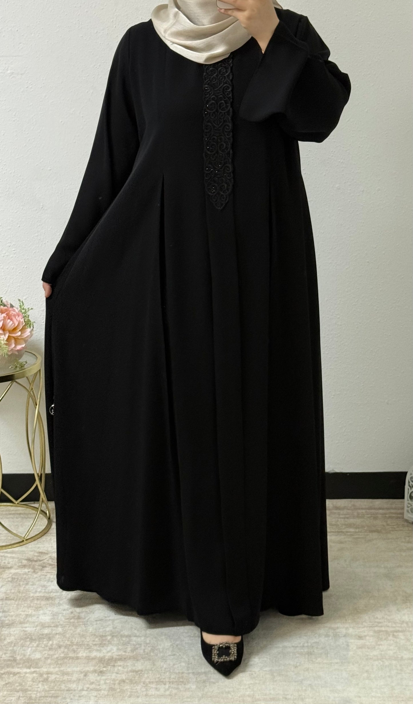 Black Intricate Embroidered Abaya